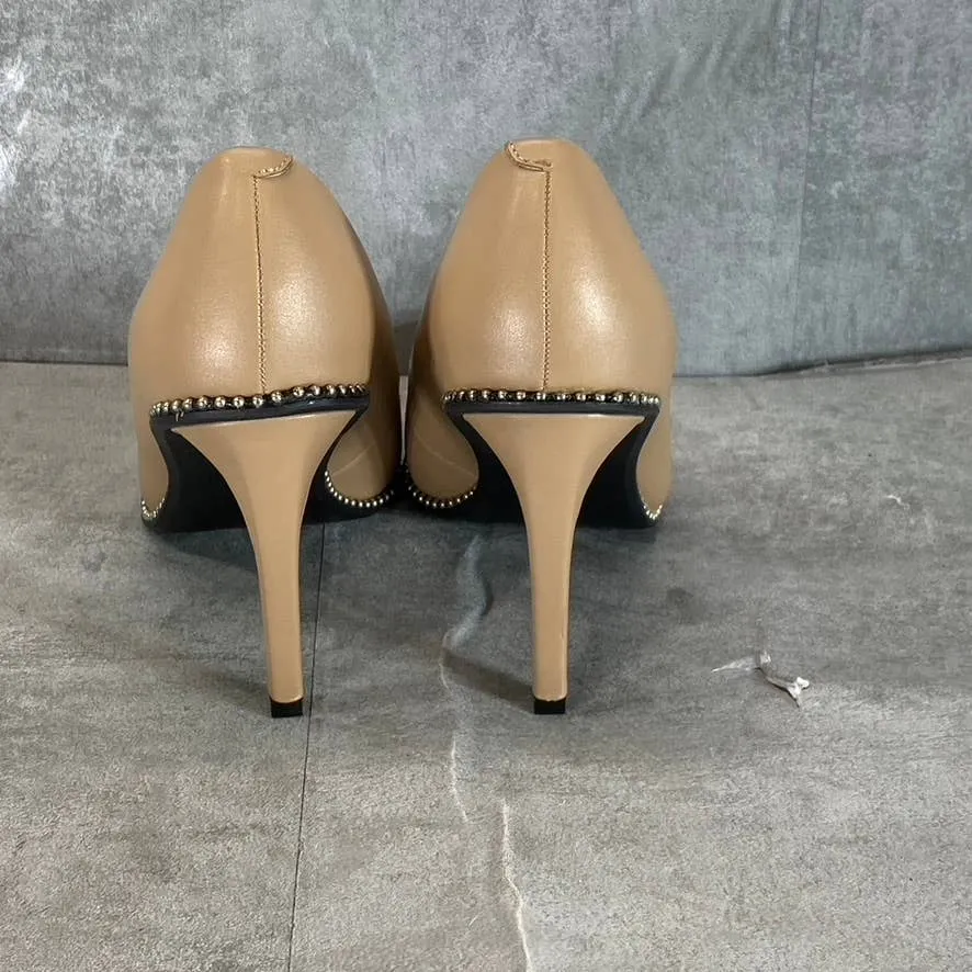 BAR III Women's Nude Smooth Binsa Ball-Chain Trim Pointed-Toe Pumps SZ 8