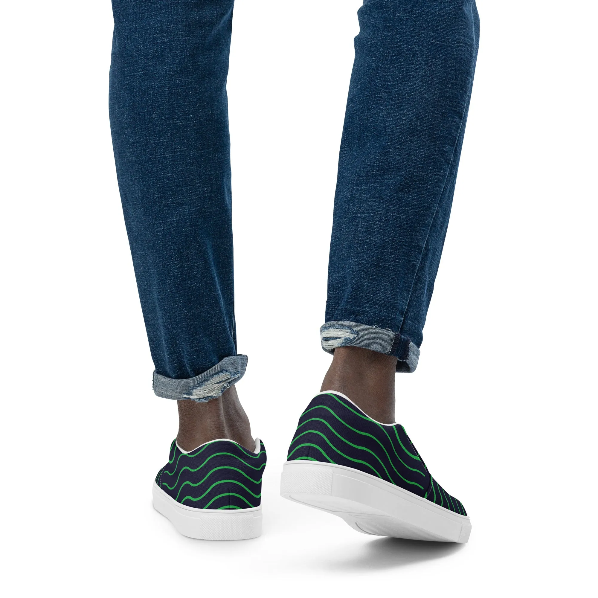 BE LIKE WATER Men’s Slip-On Canvas Shoes (Green)