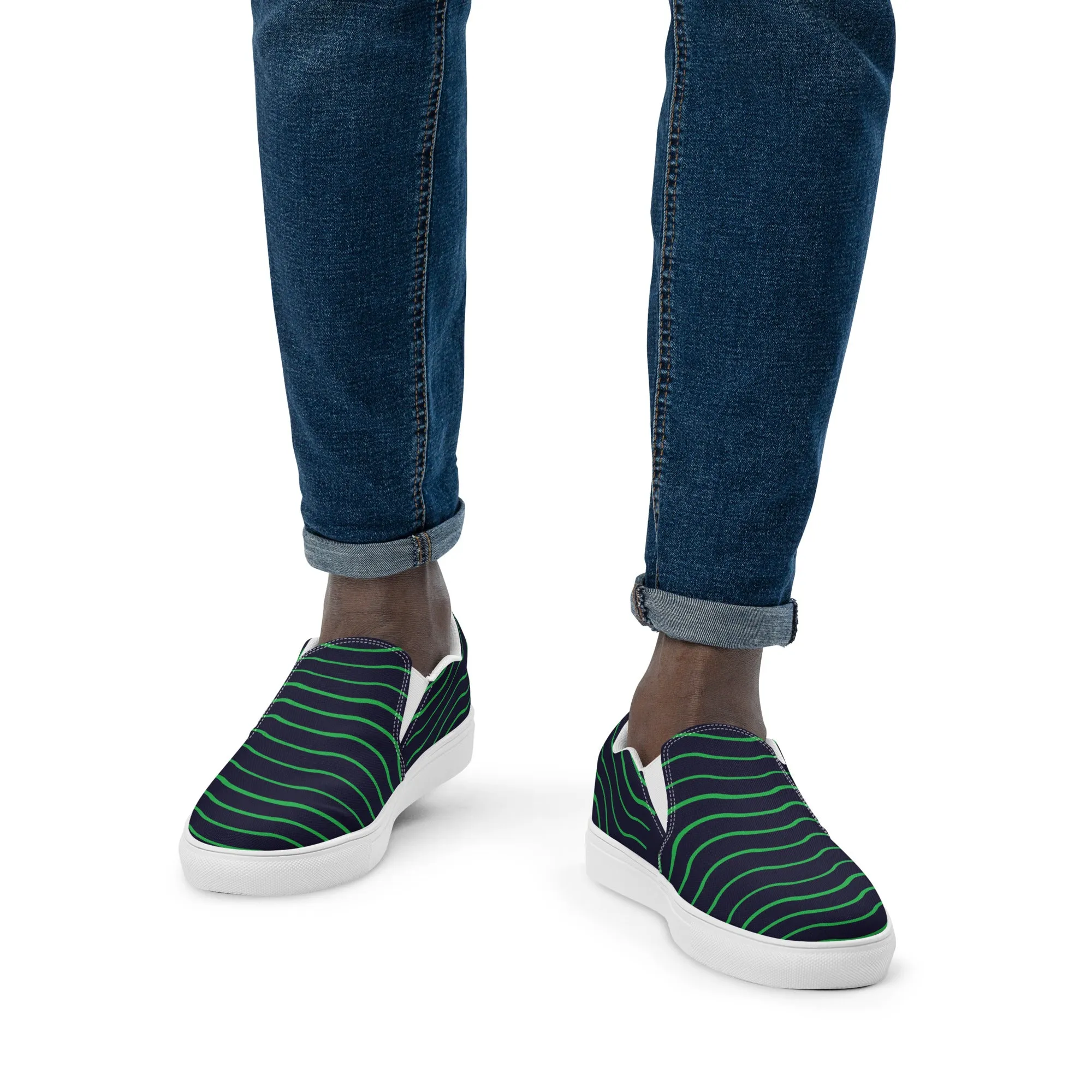 BE LIKE WATER Men’s Slip-On Canvas Shoes (Green)