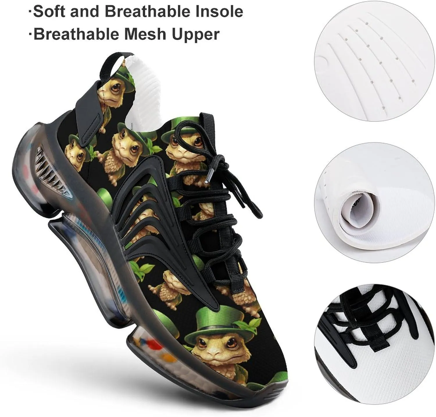 Bearded Dragon in Hat Mens Sneakers Running Shoes Lightweight Athletic Shoes for Jogging Walking Gym