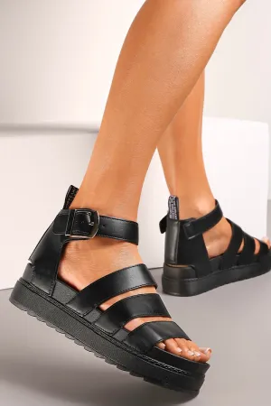 Black Buckle Gladiator Sandals