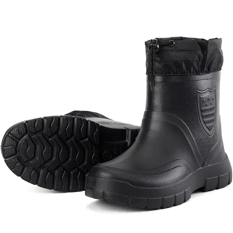 Boots: Plush Warm Snow Work Boot. Waterproof. Fur, Slip-on.