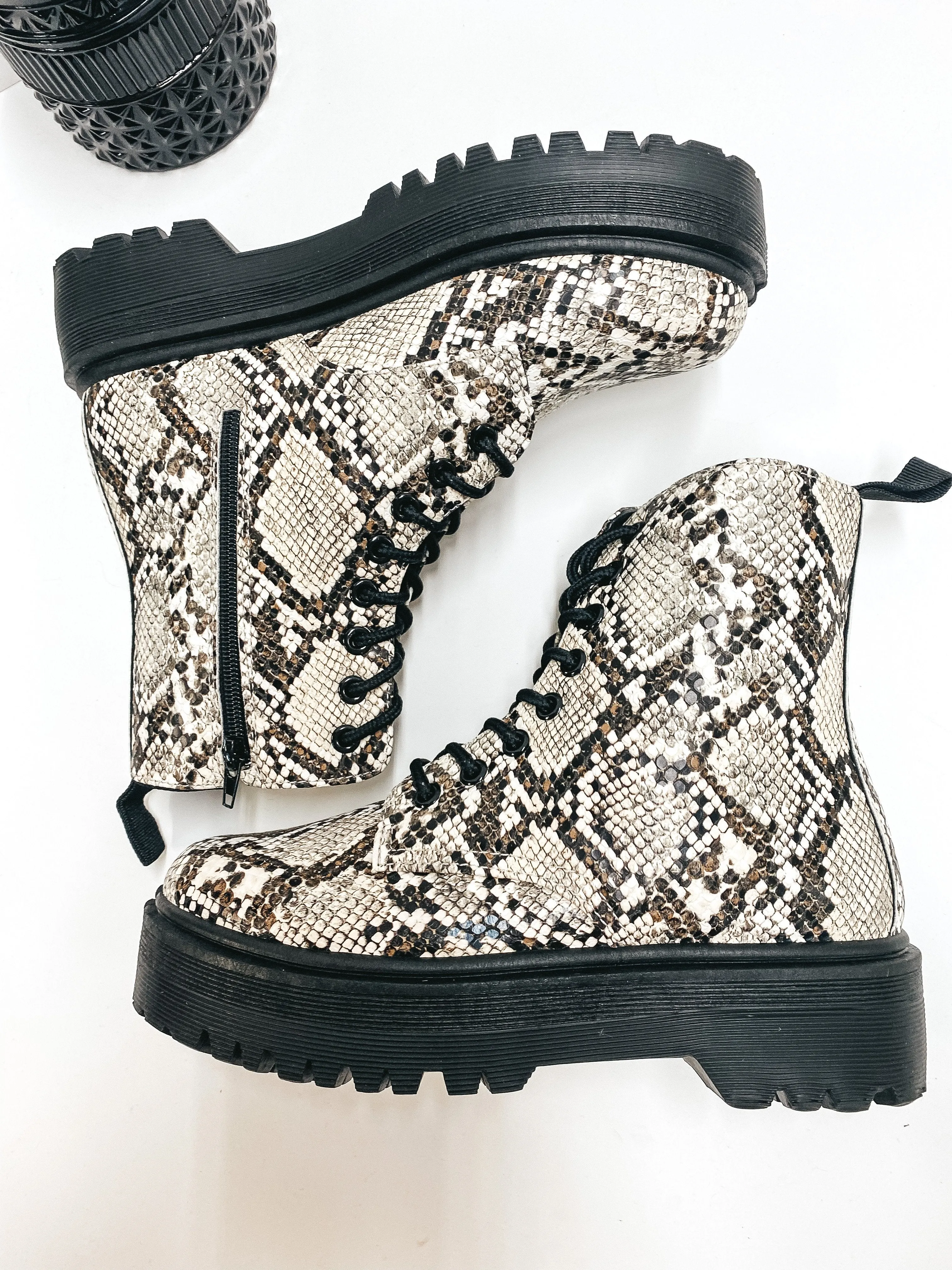Born to be Wild Combat Boots in Snake