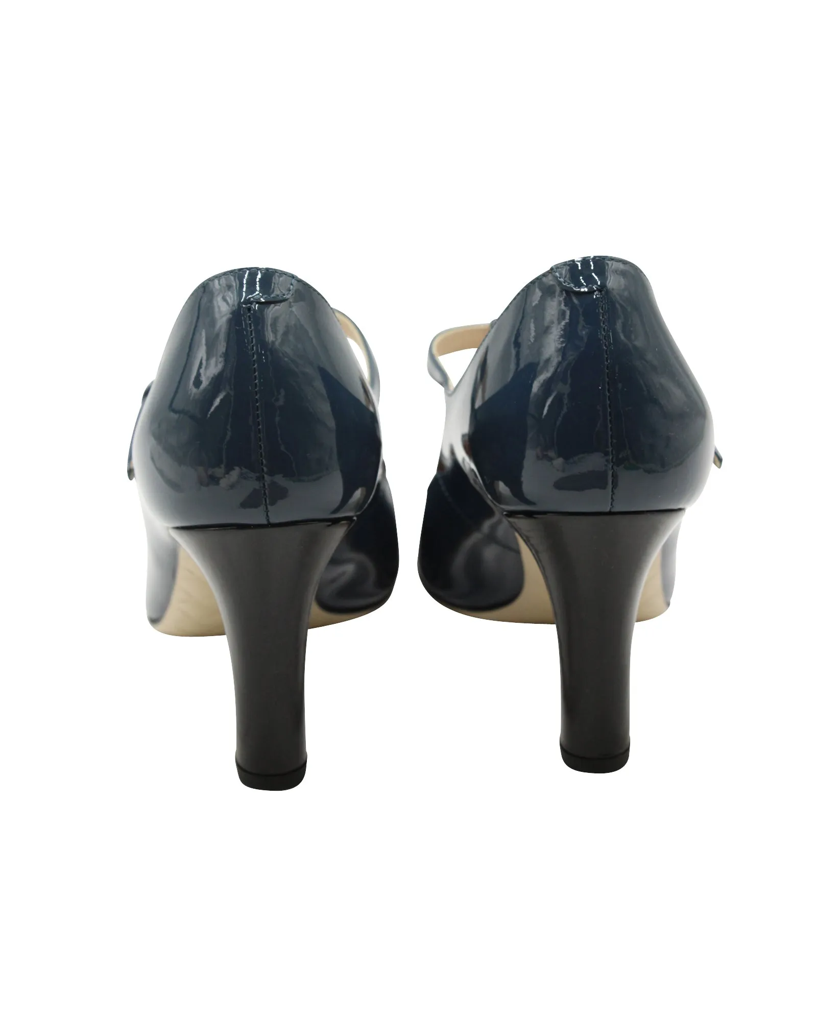 Bottega Veneta T-Strap Two-Toned Mary Janes in Blue Patent Leather