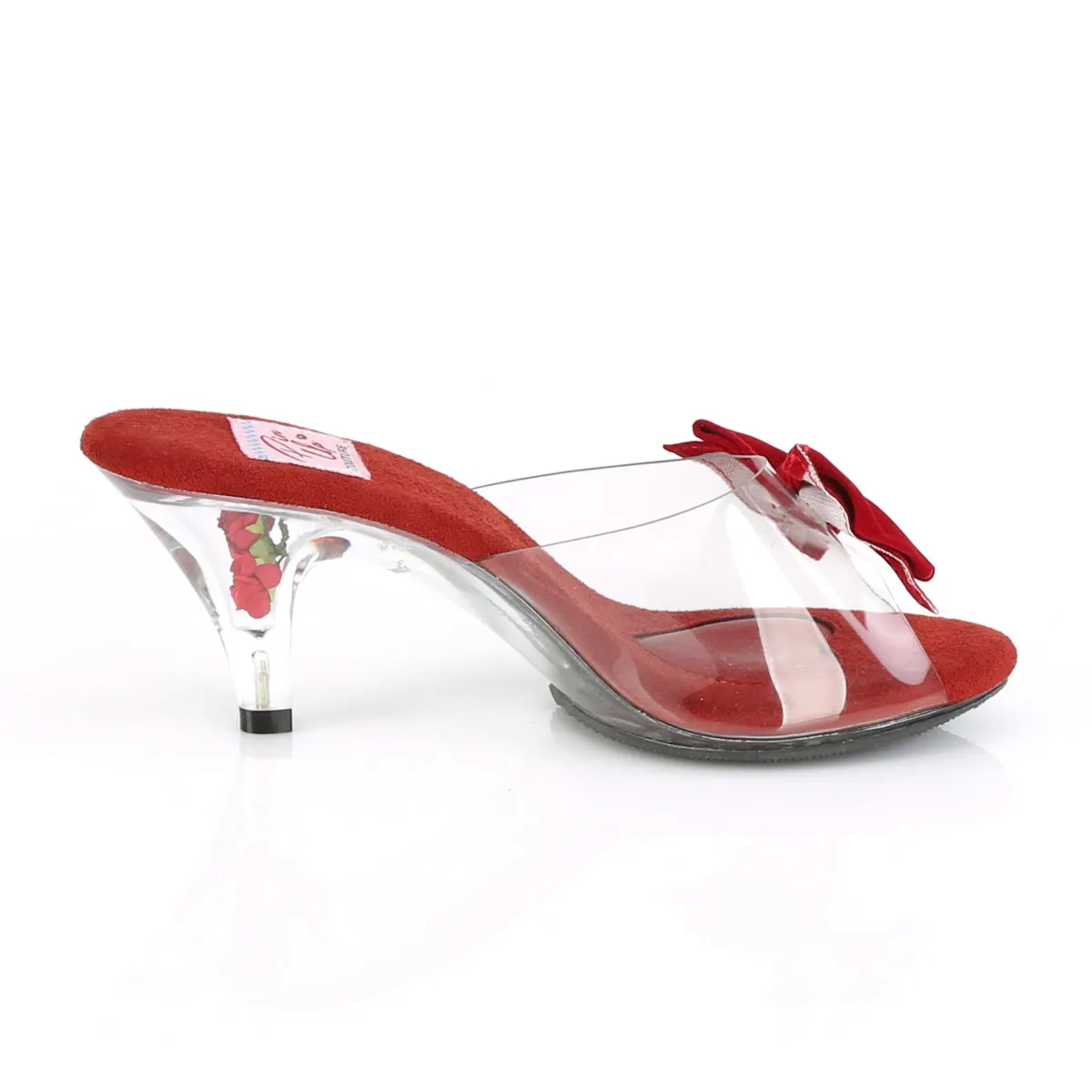 Bow Slipper 3-Inch Heel Red or Black BELLE-301BOW