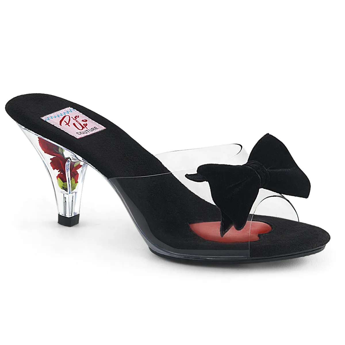 Bow Slipper 3-Inch Heel Red or Black BELLE-301BOW