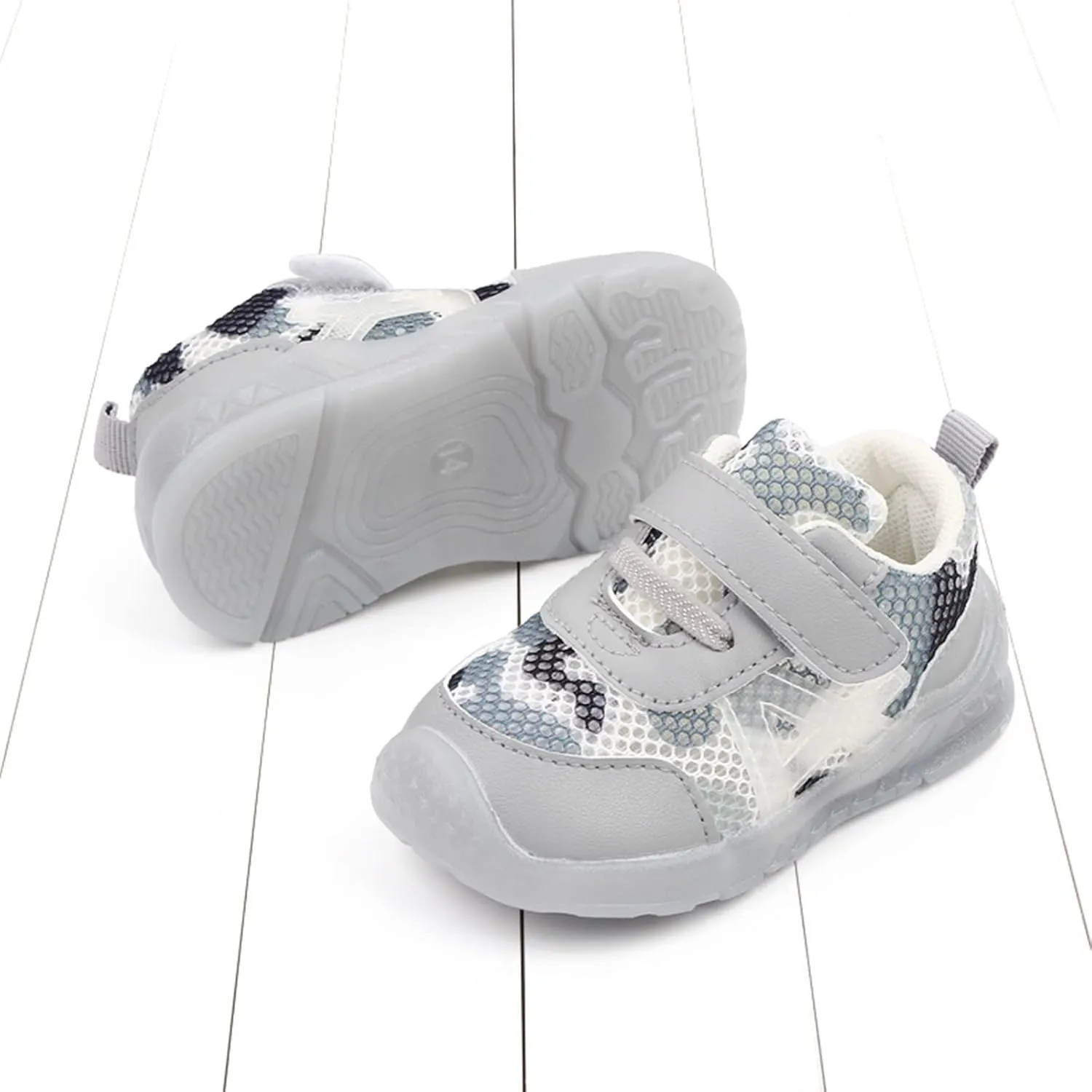 Boys and Girls Children Breathable Hook Loop Non Slip Soft Sole Boys Slip on Tennis Shoes