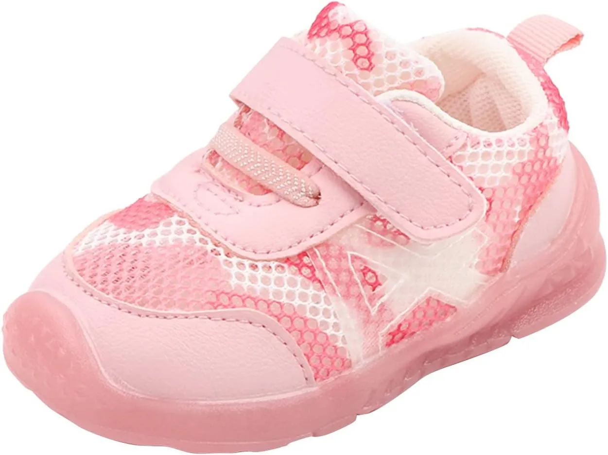 Boys and Girls Children Breathable Hook Loop Non Slip Soft Sole Boys Slip on Tennis Shoes
