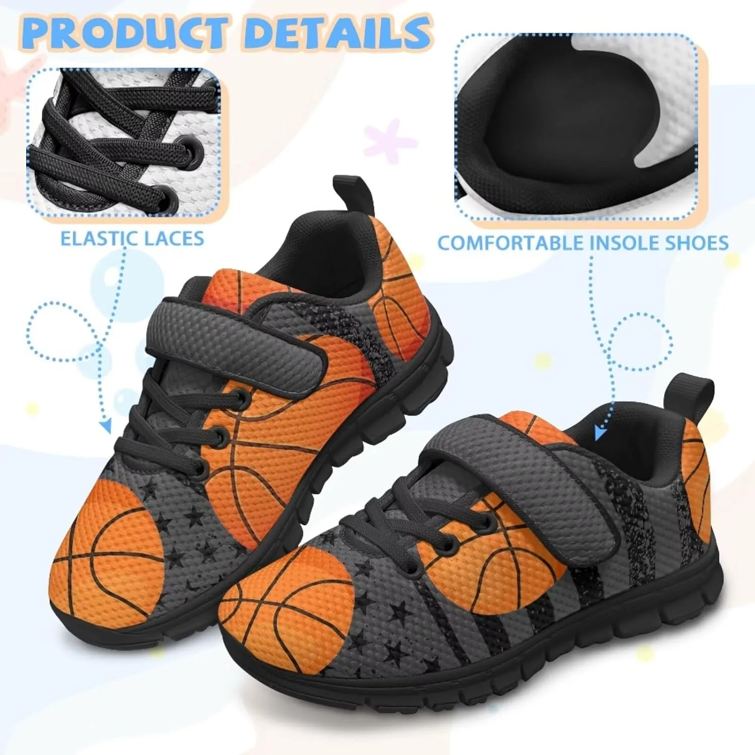 Boys Girls Ball Sneakers Athletic Shoes Non Slip Running Tennis Fitness Sneaker for Little Kid