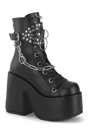 CAMEL-65 Black Vegan Leather Knee boot