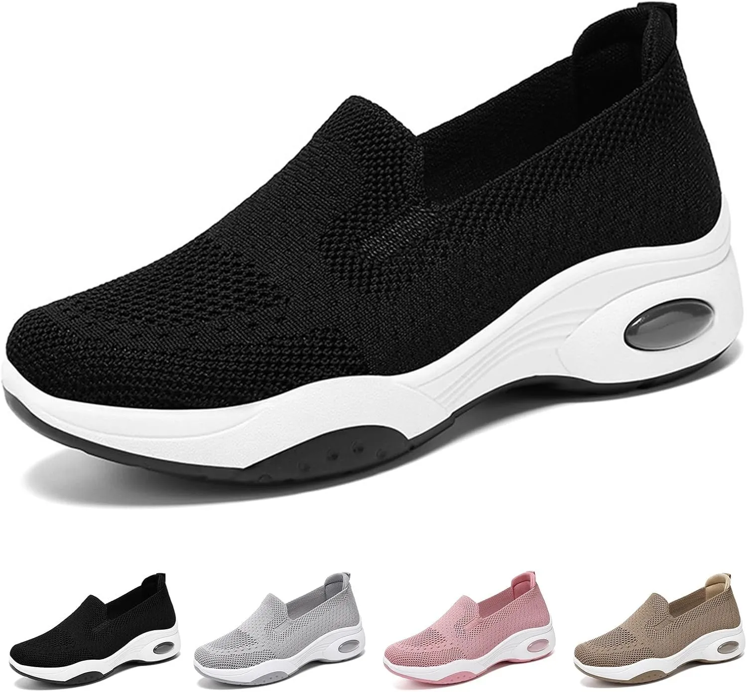 Canbebig Walking Shoes Women New Air Cushion Slip on Walking Shoes Comfort Orthopedic Platform Sneakers Air Cushion Athletic Shoes Running Jogging Shoe