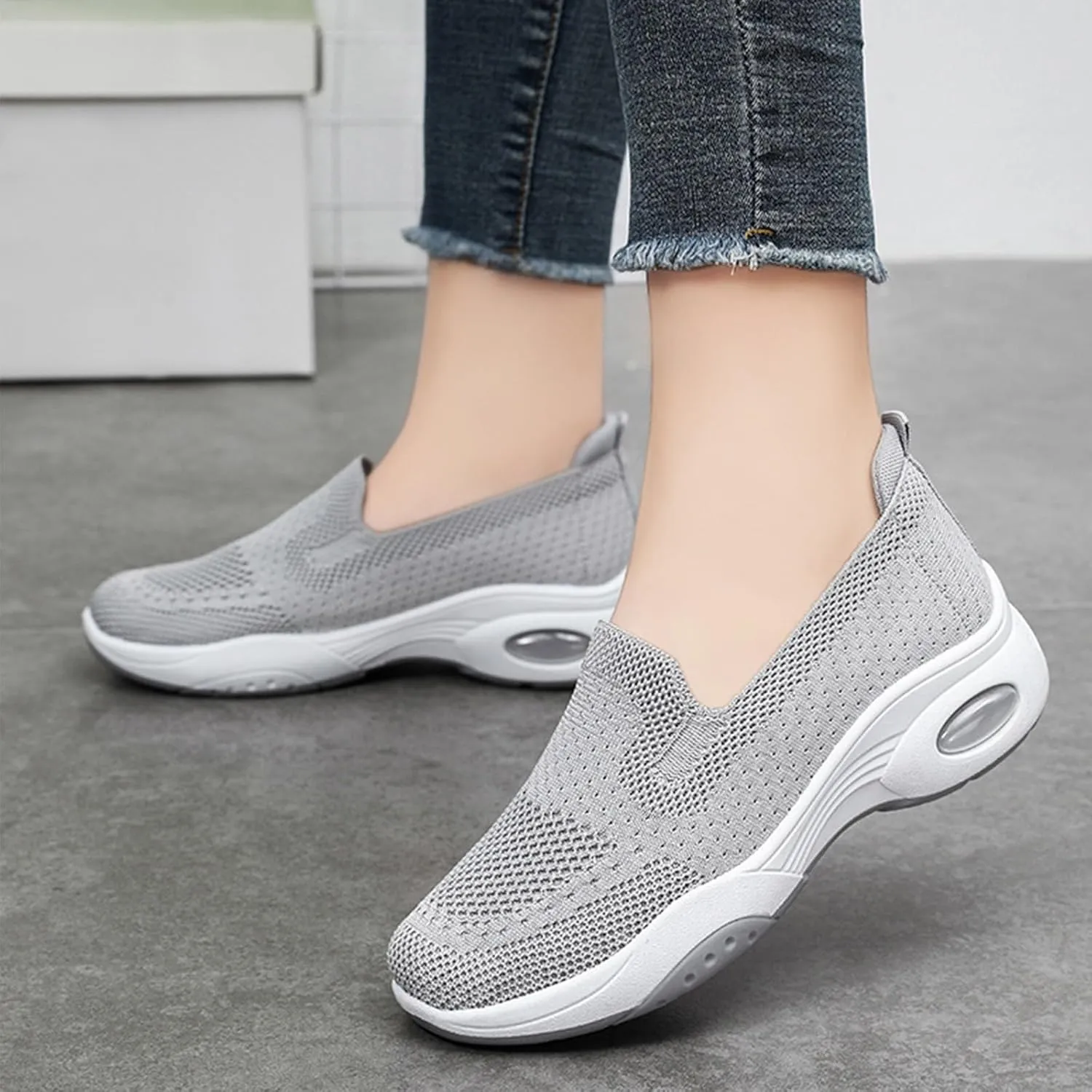 Canbebig Walking Shoes Women New Air Cushion Slip on Walking Shoes Comfort Orthopedic Platform Sneakers Air Cushion Athletic Shoes Running Jogging Shoe