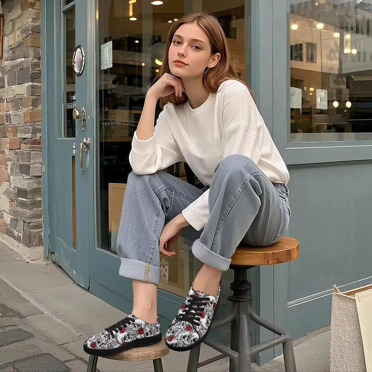 Canvas Shoes Lace-Up Low Top Sneakers Womens Fashion Casual Shoes Walking Comfortable Platform Canvas Sneakers