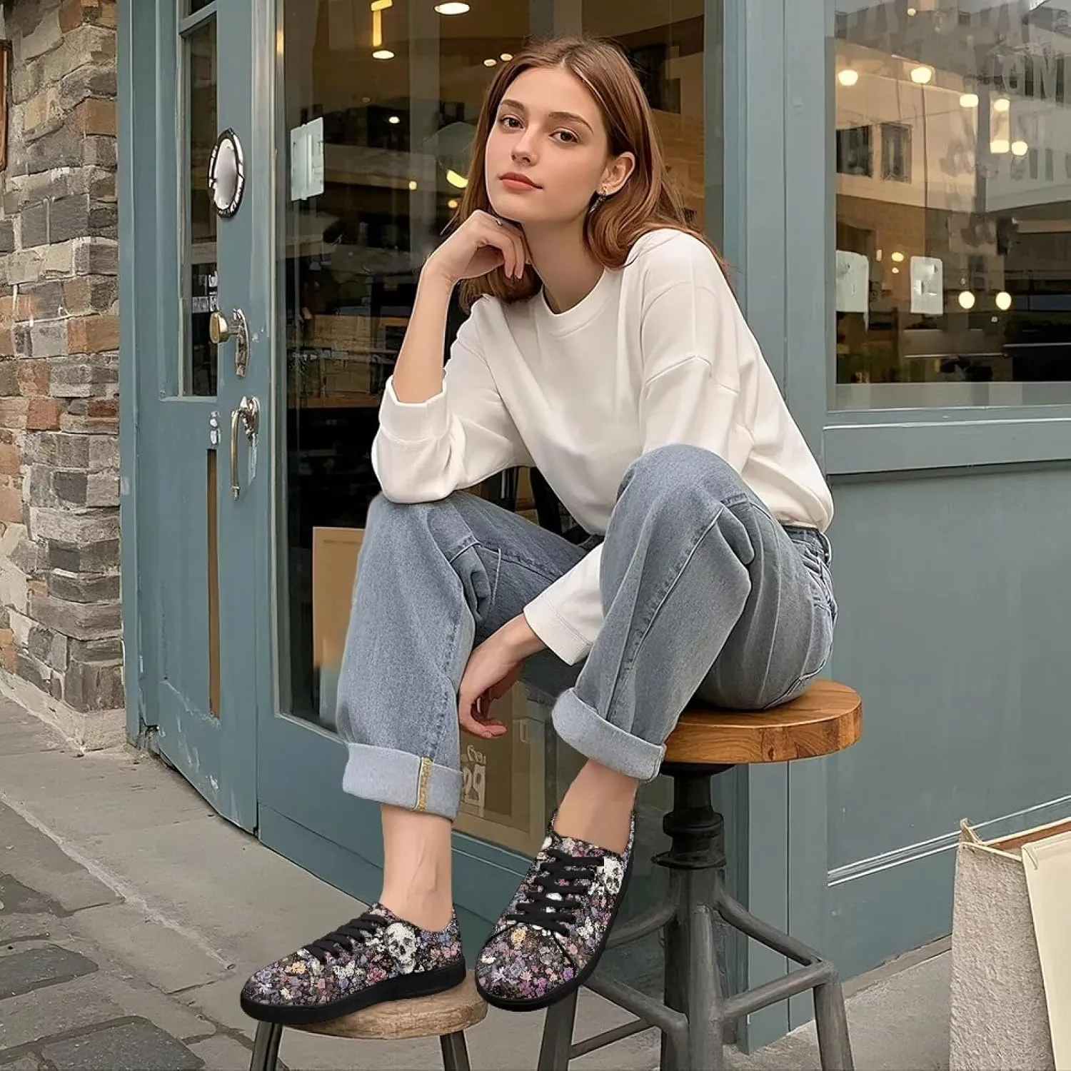 Canvas Shoes Lace-Up Low Top Sneakers Womens Fashion Casual Shoes Walking Comfortable Platform Canvas Sneakers