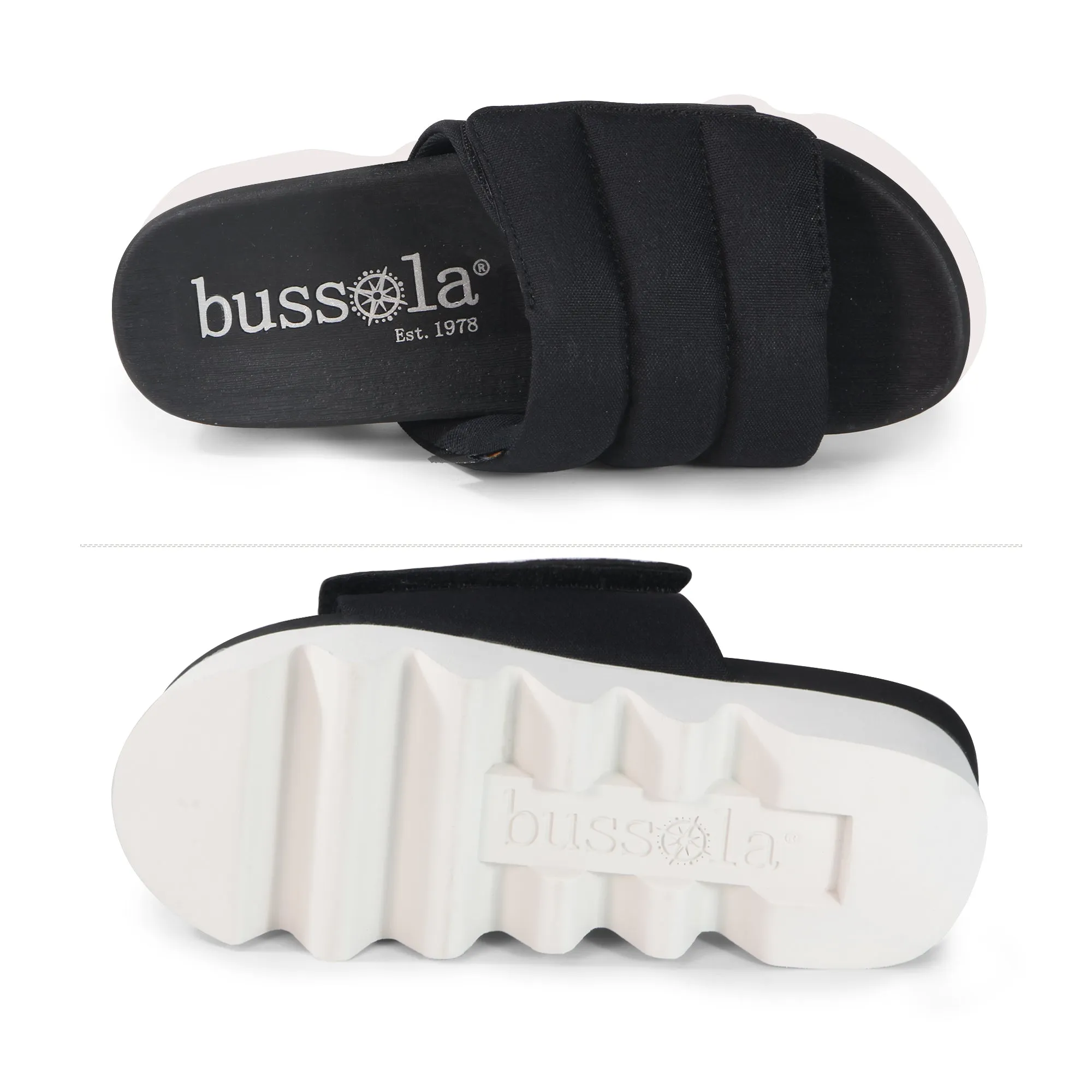 Capri Adjustable Slide Sandals (Nero)