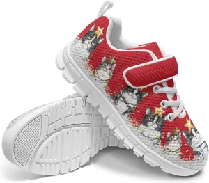 Cat Print Girls Boys Athletic Sneaker Casual Hiking Shoes Tennis Walking Strap Sneakers for Kids