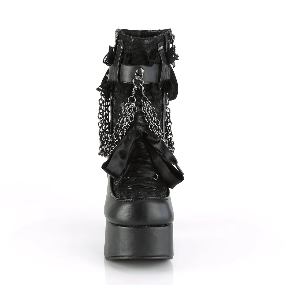 CHARADE-110 DemoniaCult Black Vegan Leather Sexy Women's Ankle Boots (Alternative Footwear)