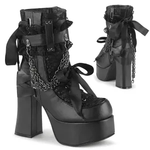 CHARADE-110 DemoniaCult Black Vegan Leather Sexy Women's Ankle Boots (Alternative Footwear)