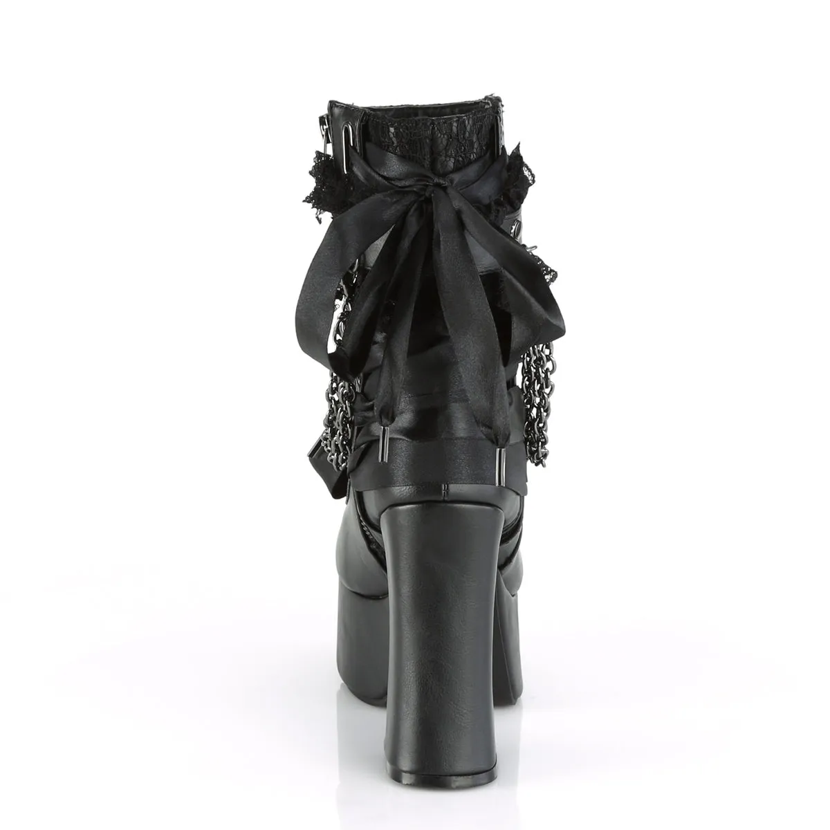 CHARADE-110 DemoniaCult Black Vegan Leather Sexy Women's Ankle Boots (Alternative Footwear)