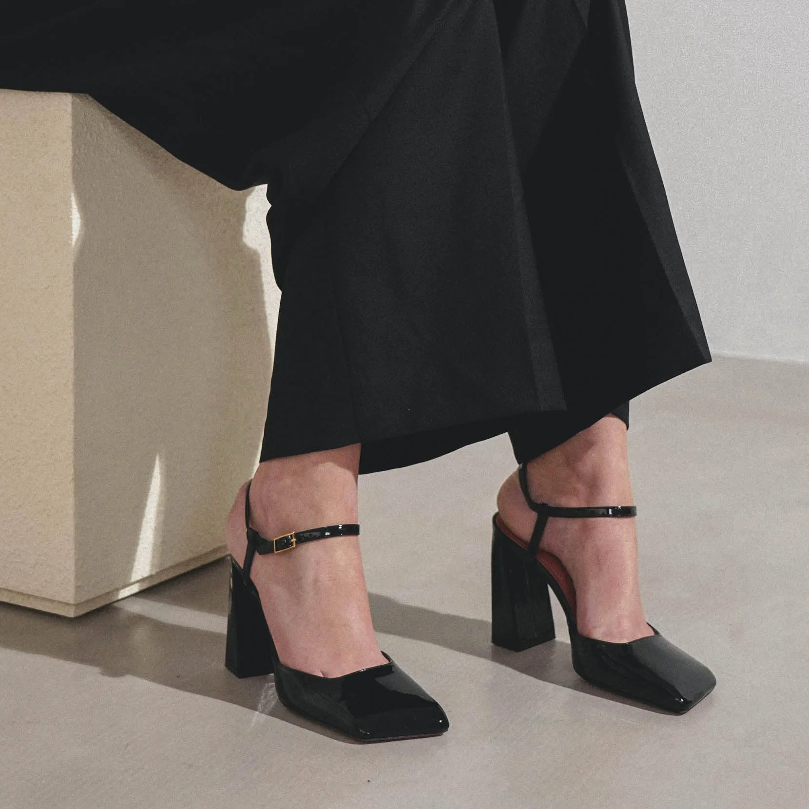 Charlotte 95 black patent pumps