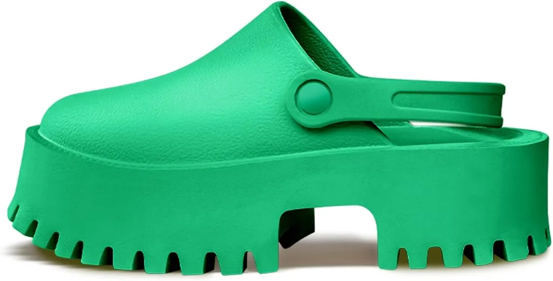 Cherse Platform Green Fashion Slip On Thick Non Slip Home Lazy Waterproof Sandals