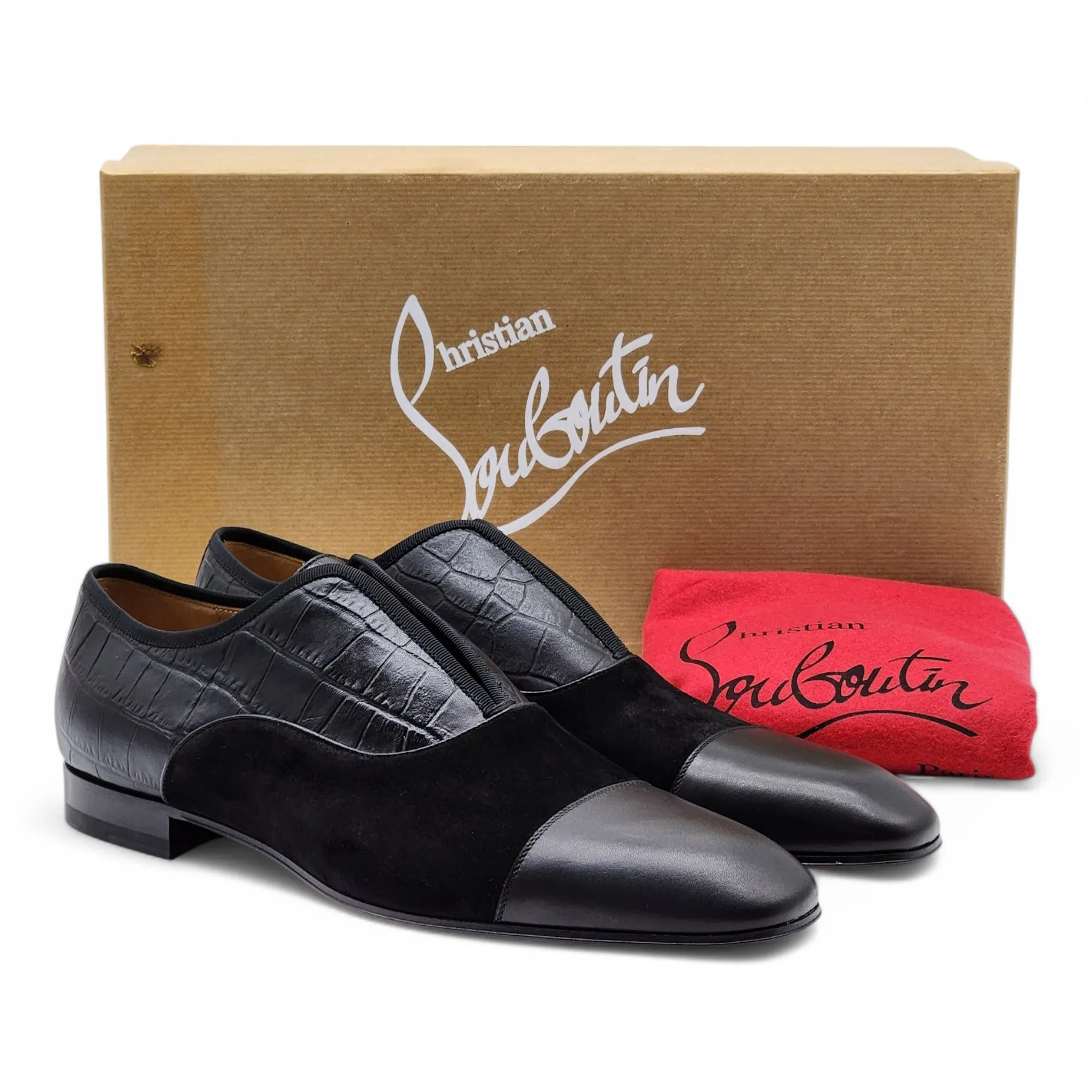 Christian Louboutin Alpha Male Suede and Leather Oxford Shoes - Black - EU 42 / US 9