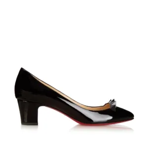 CHRISTIAN LOUBOUTIN Black Patent Leather Pyramidame 45 Pumps Heels Size 36.5 ladies