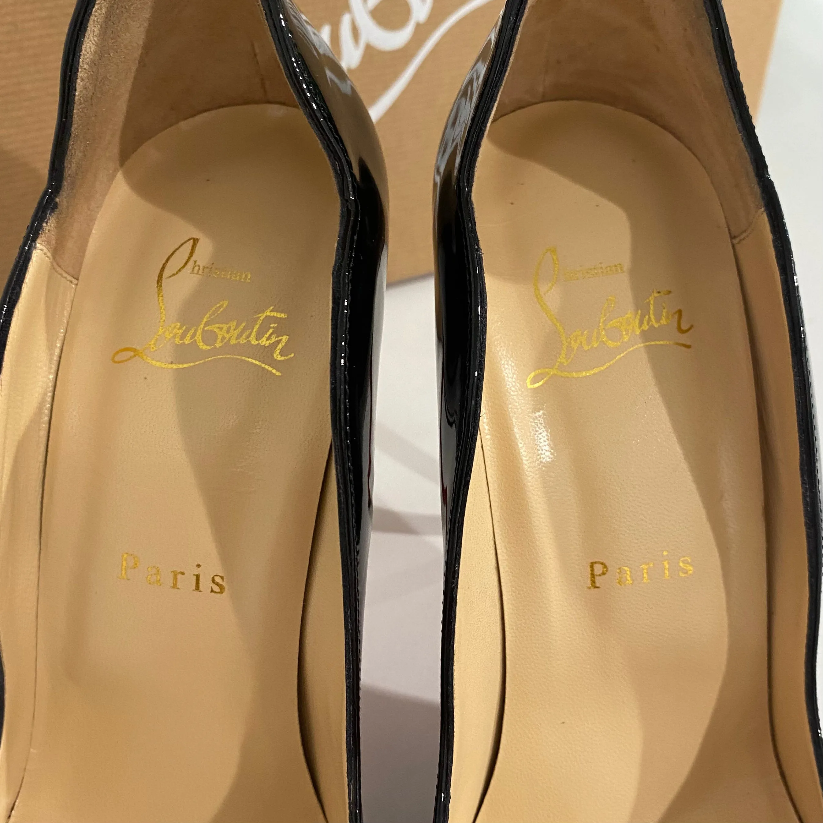 Christian Louboutin Black Patent Wavy Heels