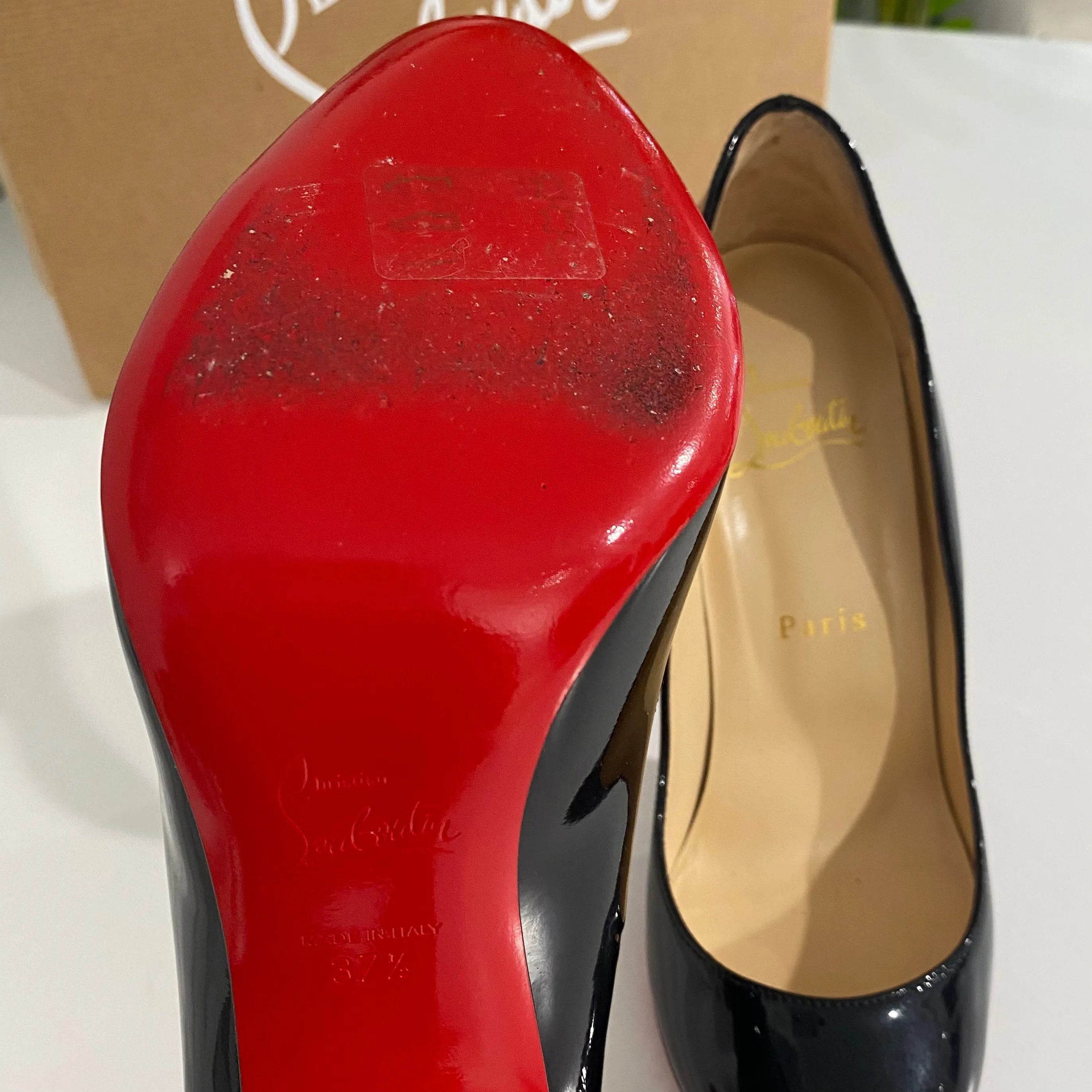 Christian Louboutin Black Patent Wavy Heels
