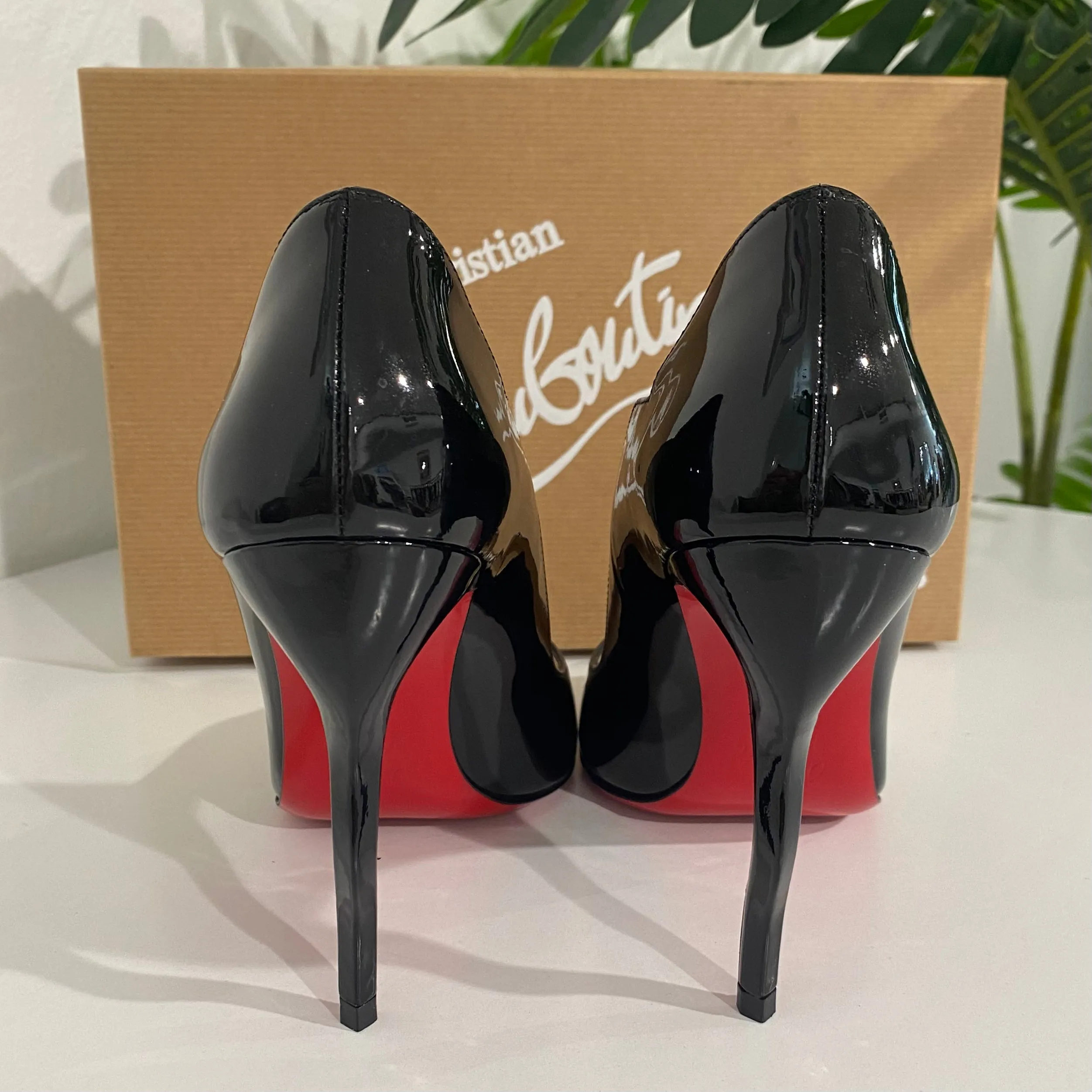 Christian Louboutin Black Patent Wavy Heels