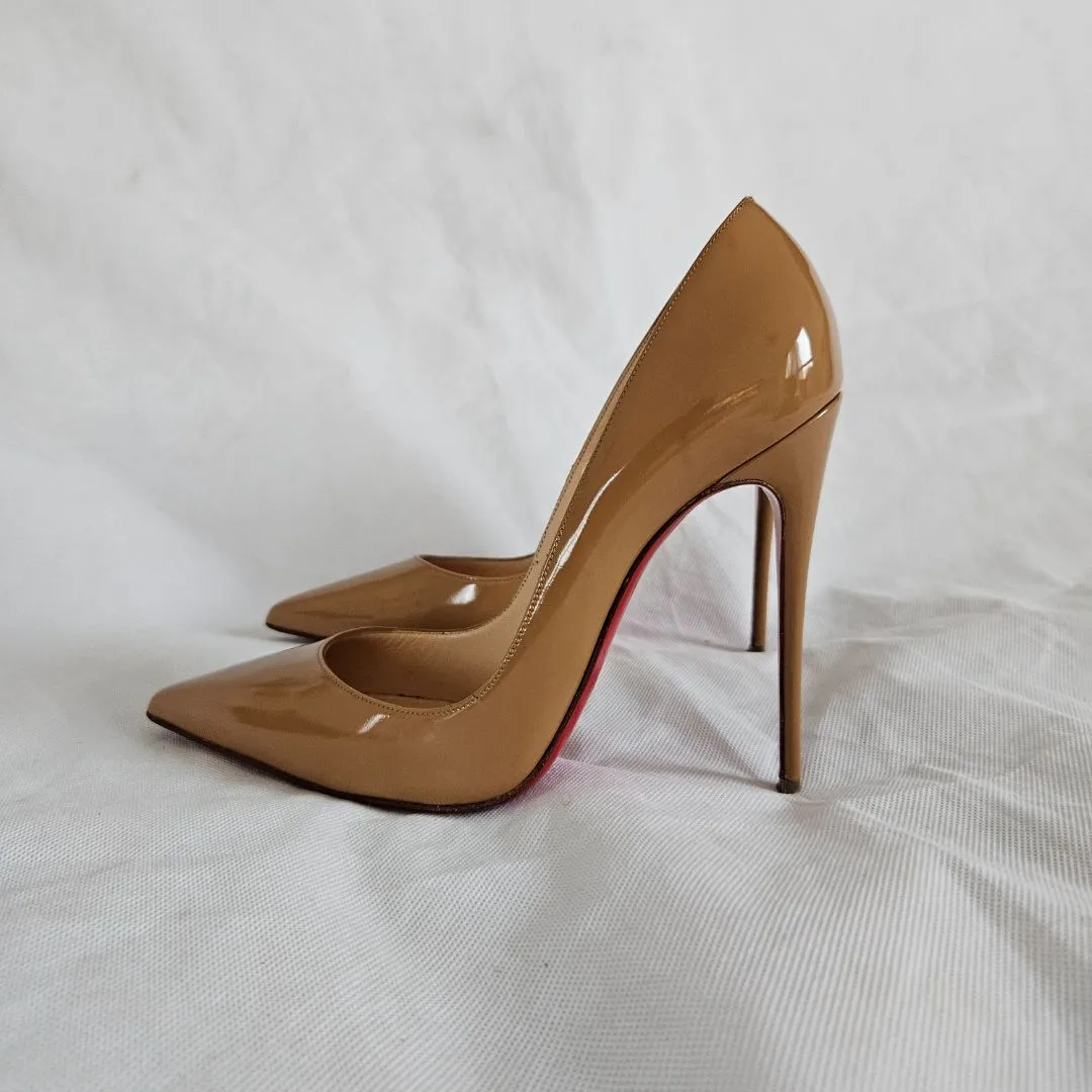 Christian Louboutin Nude Patent Leather So Kate Pumps, 37.5