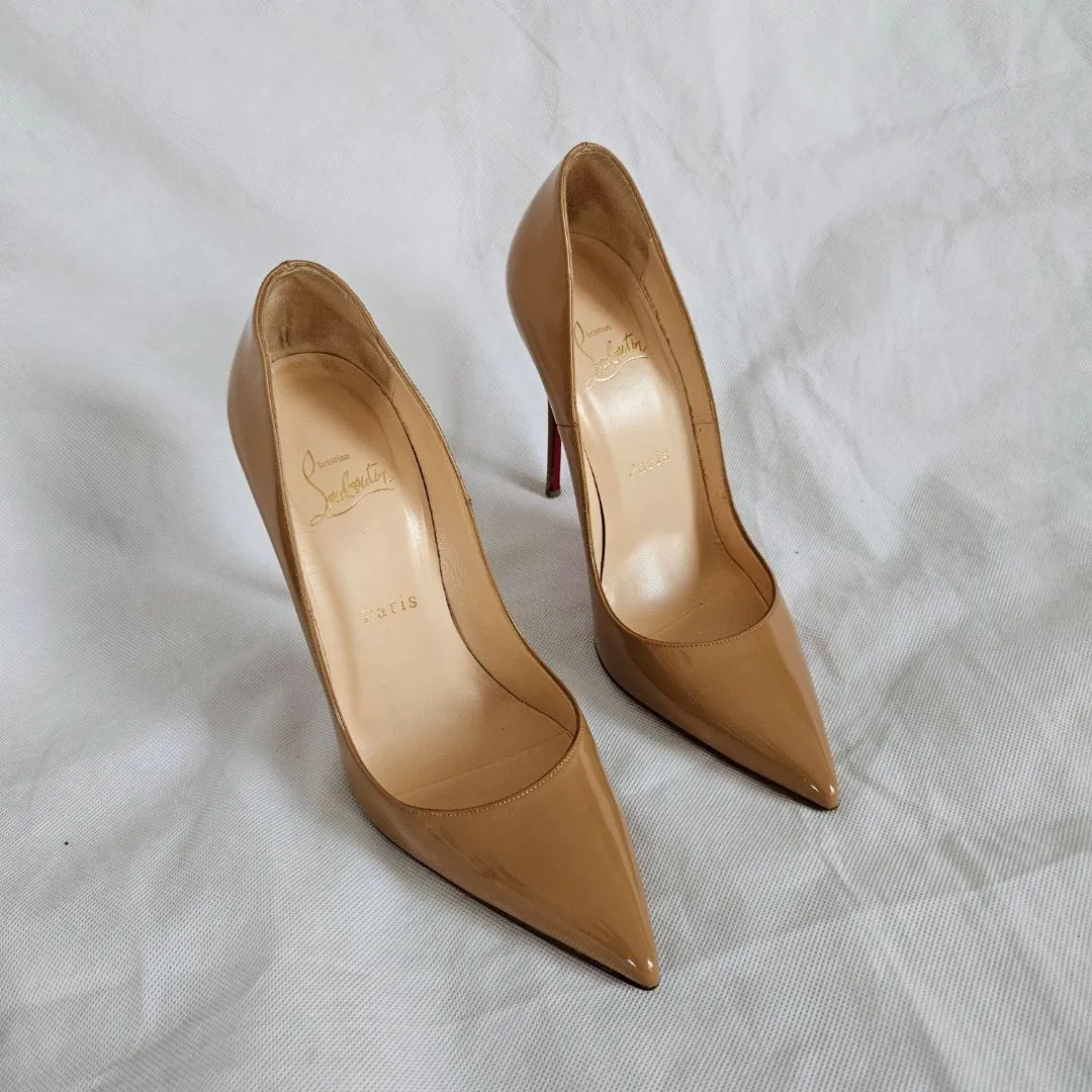 Christian Louboutin Nude Patent Leather So Kate Pumps, 37.5