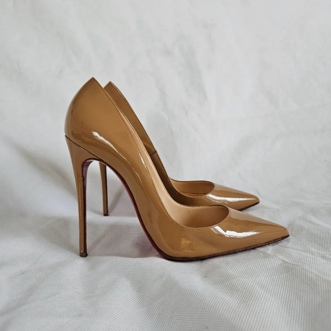 Christian Louboutin Nude Patent Leather So Kate Pumps, 37.5