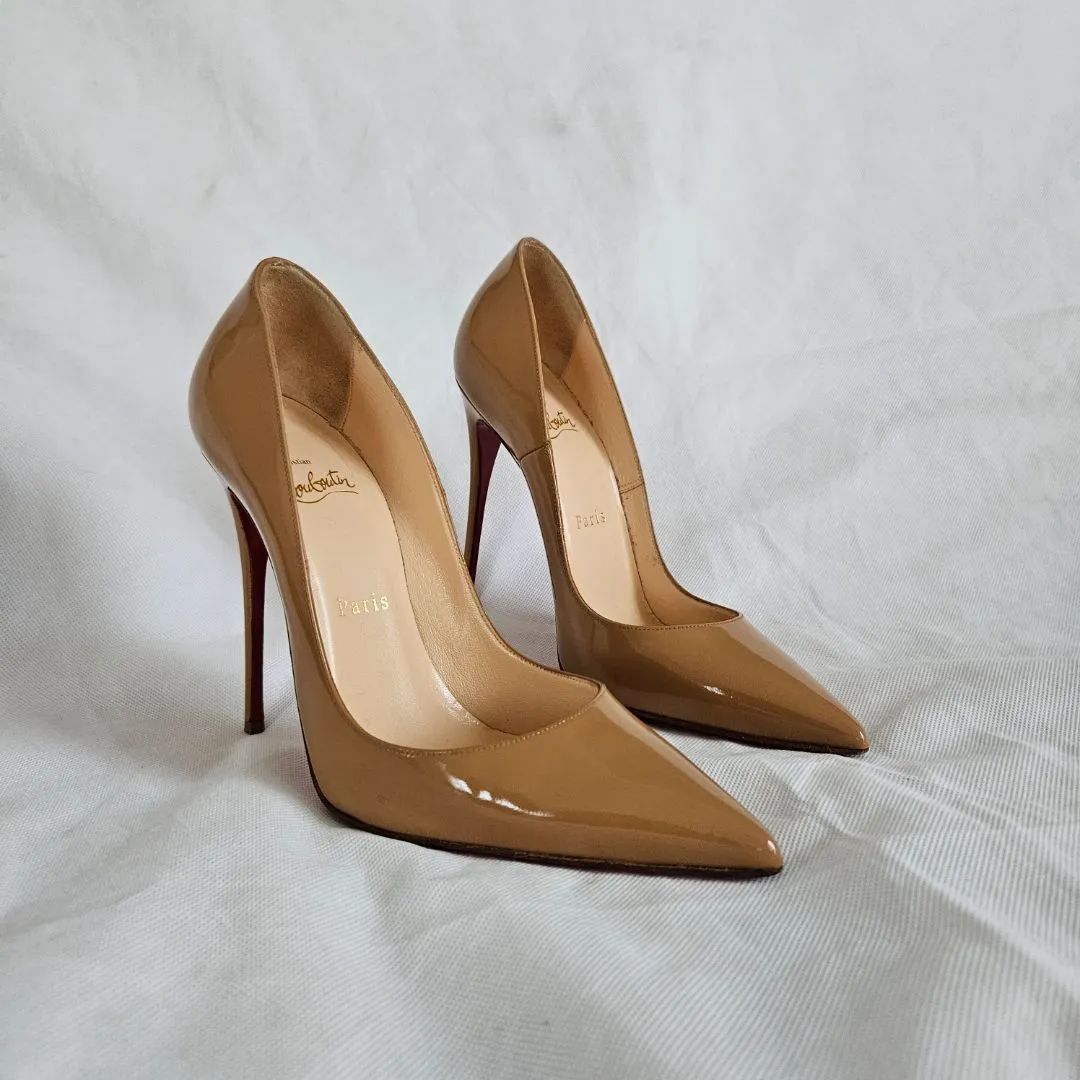 Christian Louboutin Nude Patent Leather So Kate Pumps, 37.5