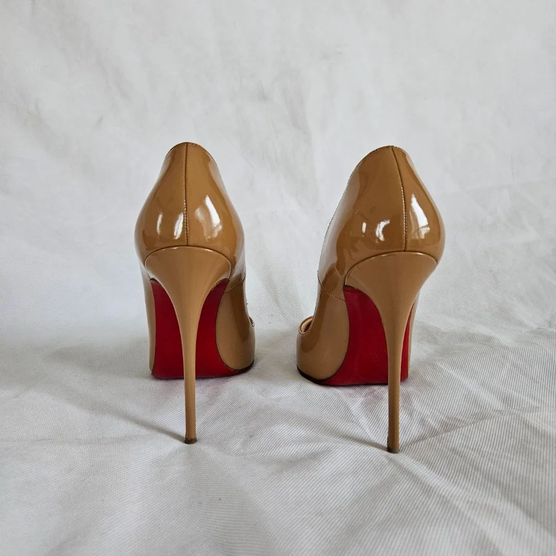Christian Louboutin Nude Patent Leather So Kate Pumps, 37.5