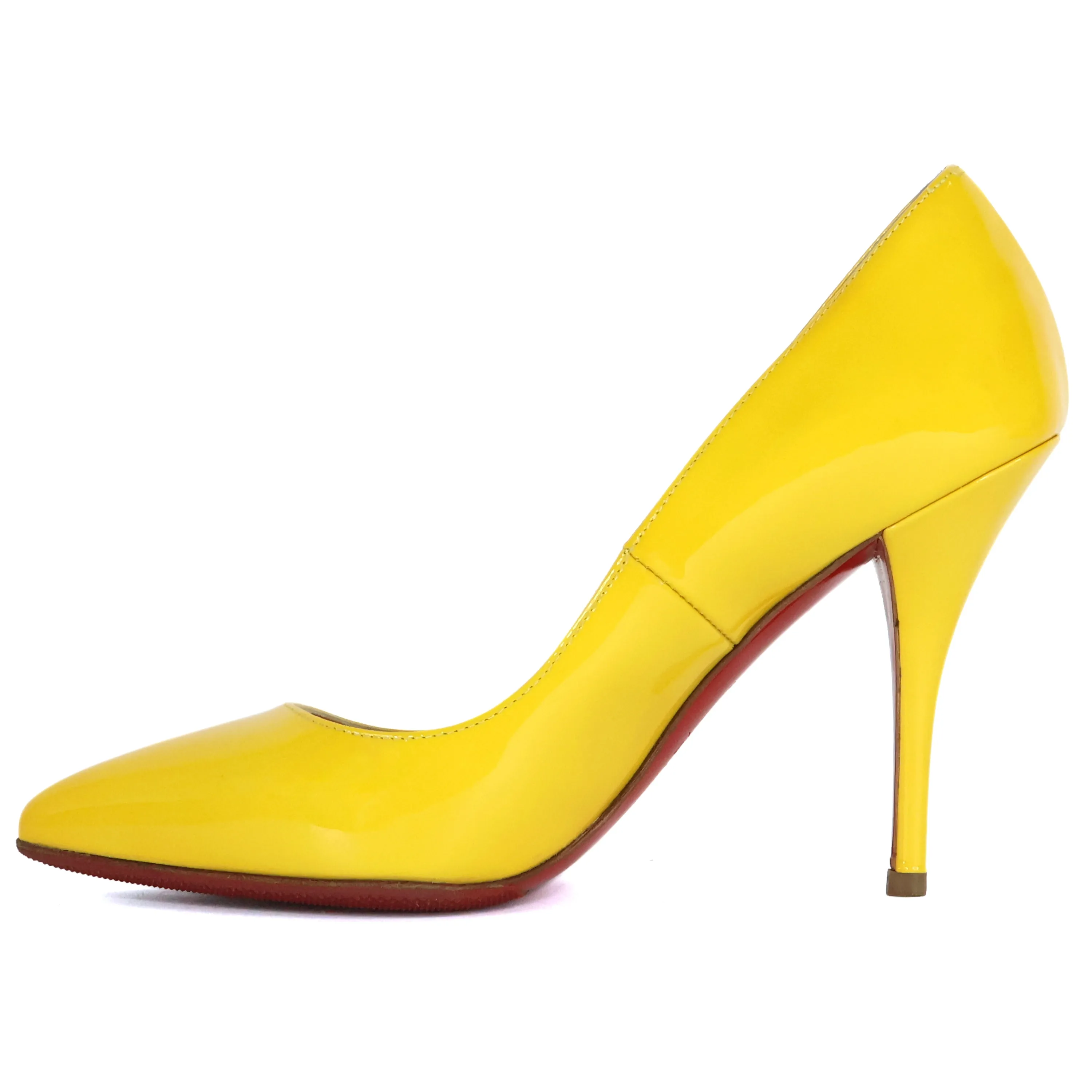 Christian Louboutin Patent Pigalle Pumps Yellow