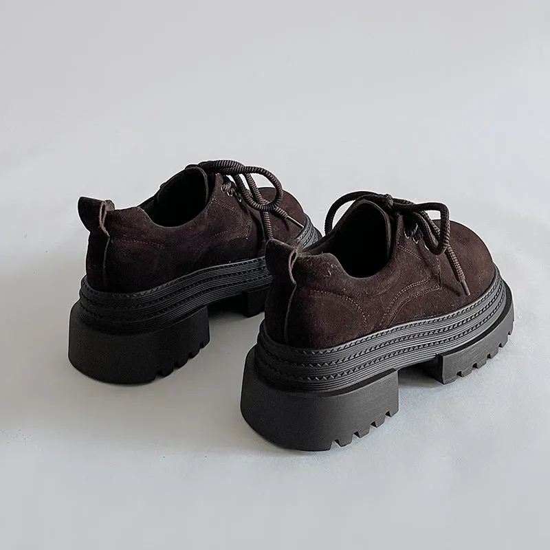 Chunky Suede Platform Oxford Shoes
