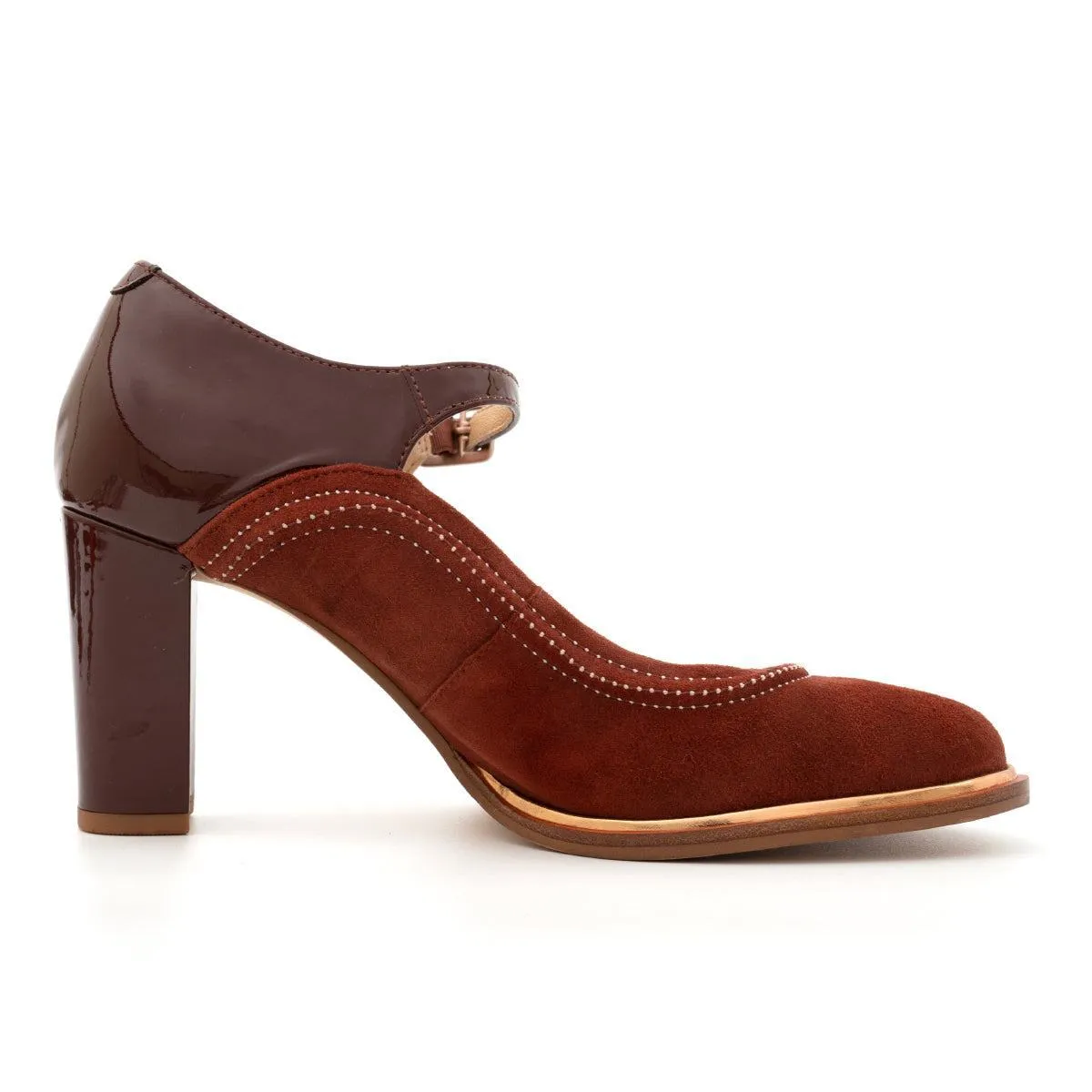 Clarks Ellis Mae Rust Combination Pump High-Heel Shoes Leather Brown Colour For Women
