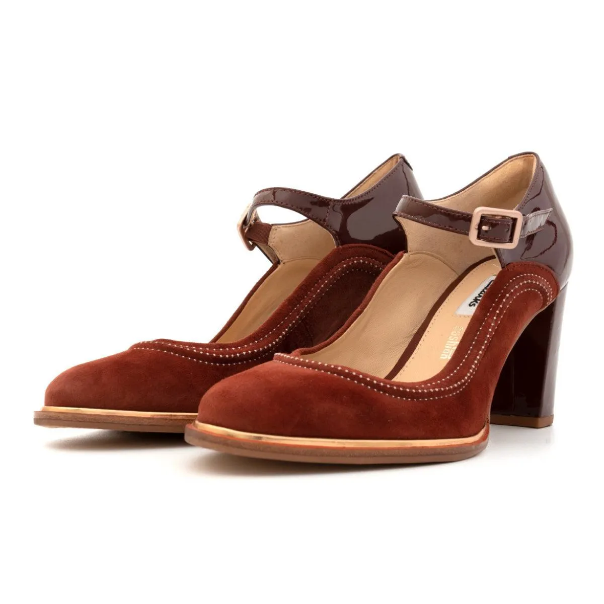 Clarks Ellis Mae Rust Combination Pump High-Heel Shoes Leather Brown Colour For Women