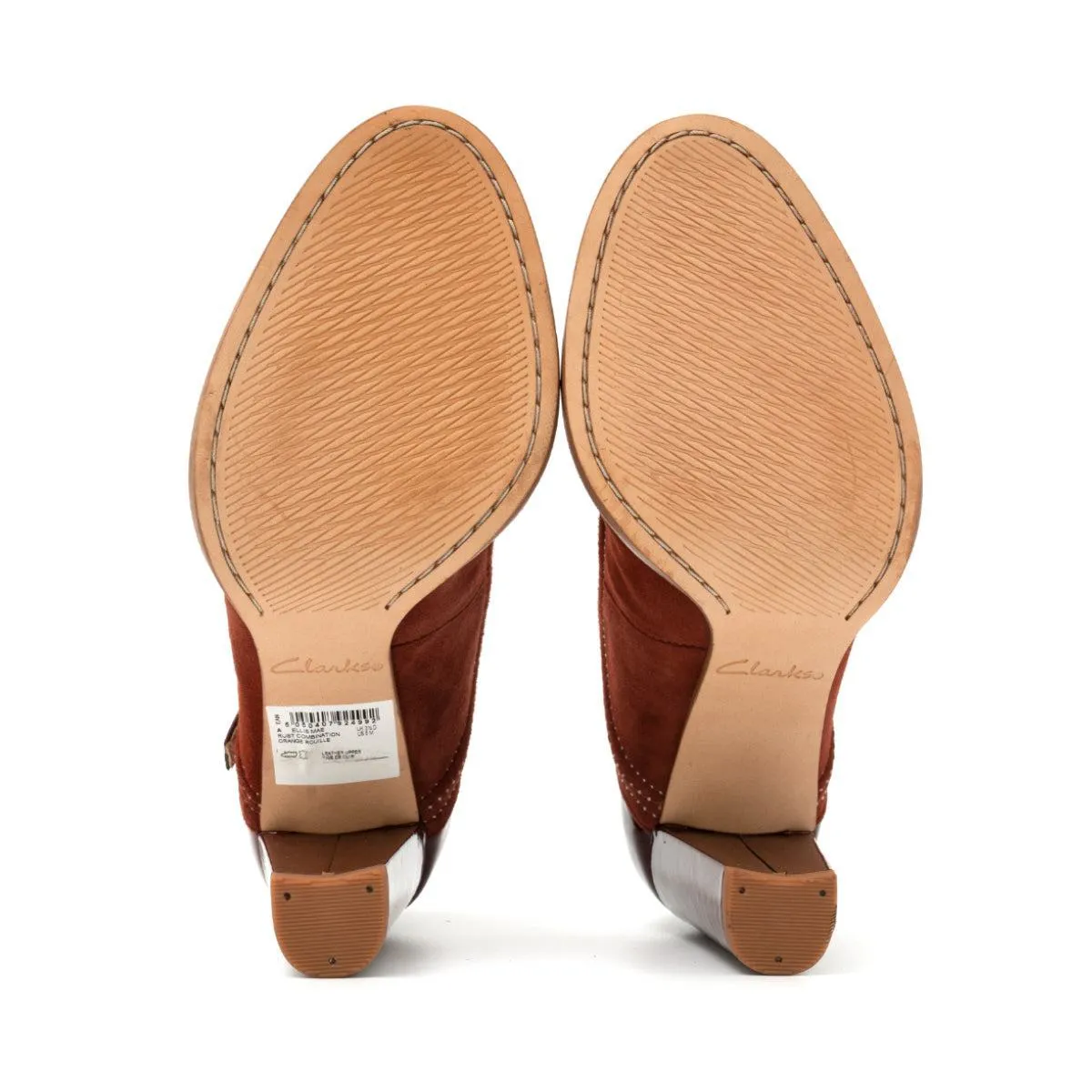 Clarks Ellis Mae Rust Combination Pump High-Heel Shoes Leather Brown Colour For Women