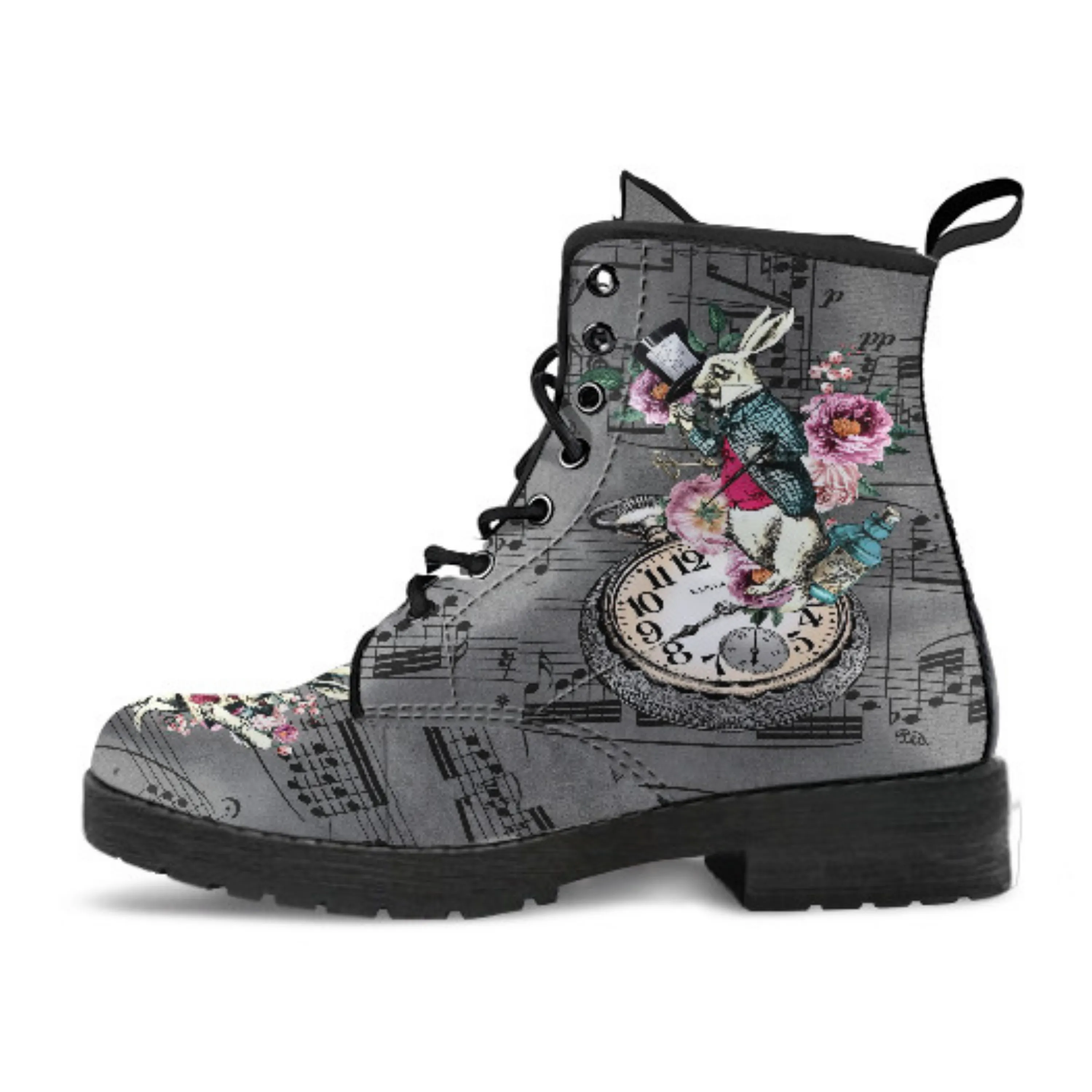 Combat Boots - Alice in Wonderland Gifts #44 Colorful Series | Birthday Gifts, Gift Idea, Vegan Leather Lace Up Boots, Handmade Boots, Women's Boots
