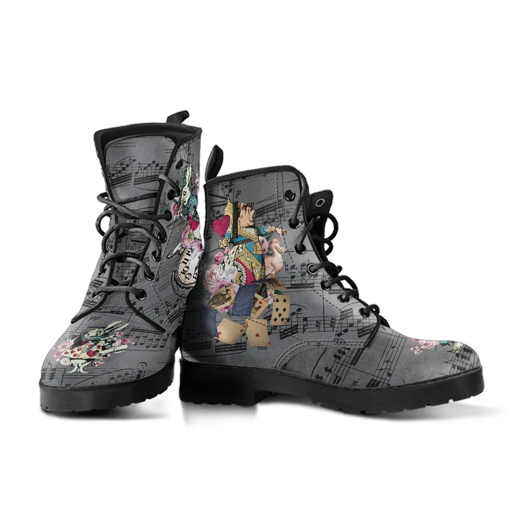 Combat Boots - Alice in Wonderland Gifts #44 Colorful Series | Birthday Gifts, Gift Idea, Vegan Leather Lace Up Boots, Handmade Boots, Women's Boots