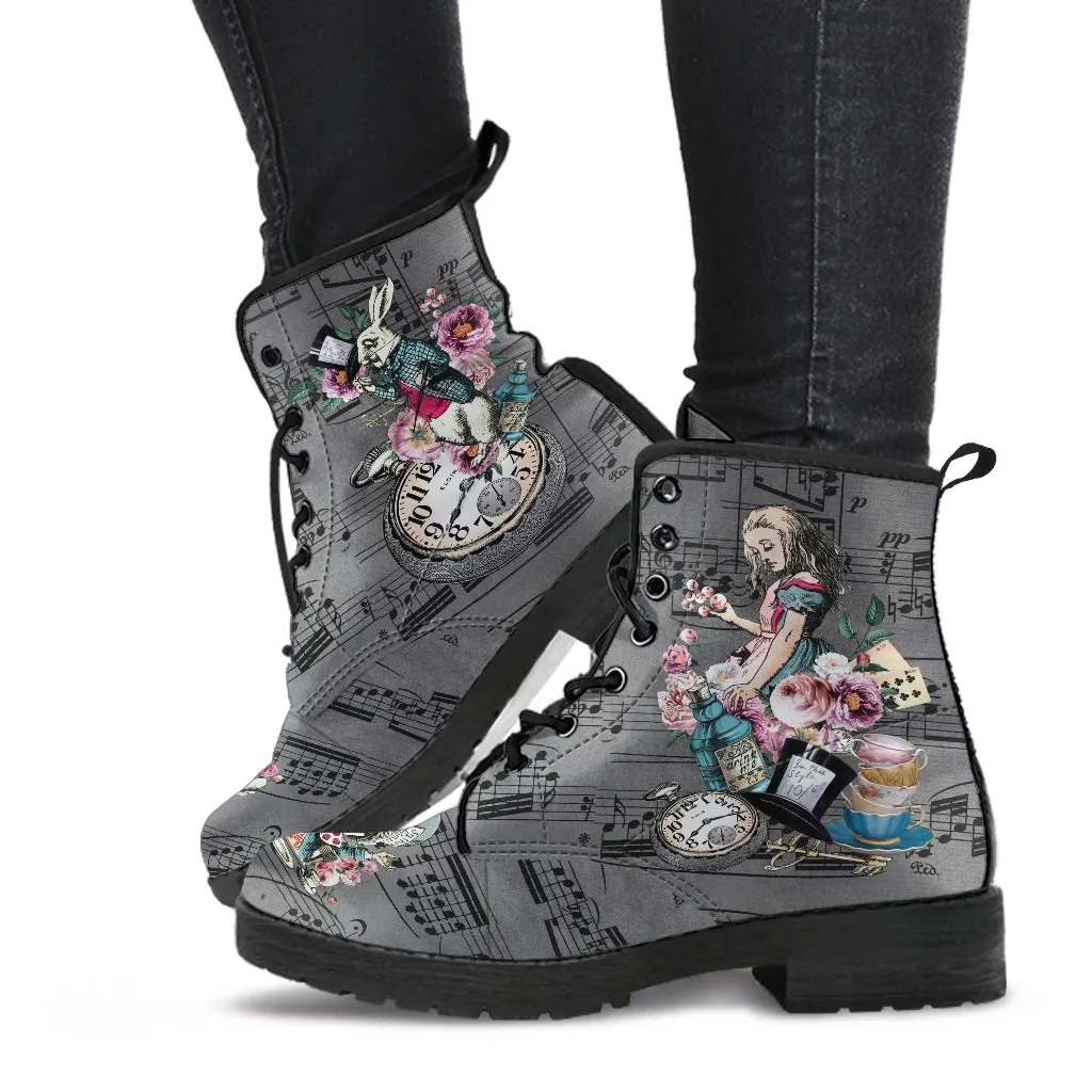 Combat Boots - Alice in Wonderland Gifts #44 Colorful Series | Birthday Gifts, Gift Idea, Vegan Leather Lace Up Boots, Handmade Boots, Women's Boots