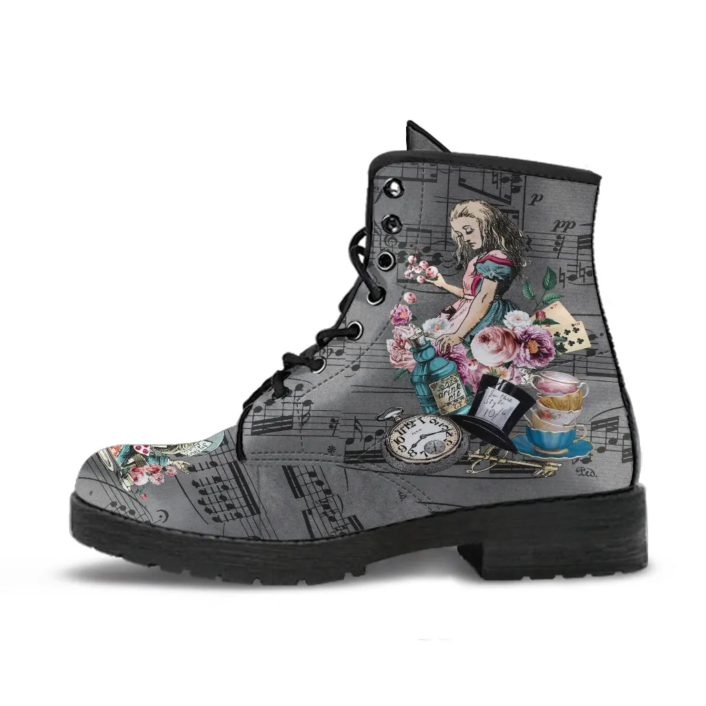 Combat Boots - Alice in Wonderland Gifts #44 Colorful Series | Birthday Gifts, Gift Idea, Vegan Leather Lace Up Boots, Handmade Boots, Women's Boots