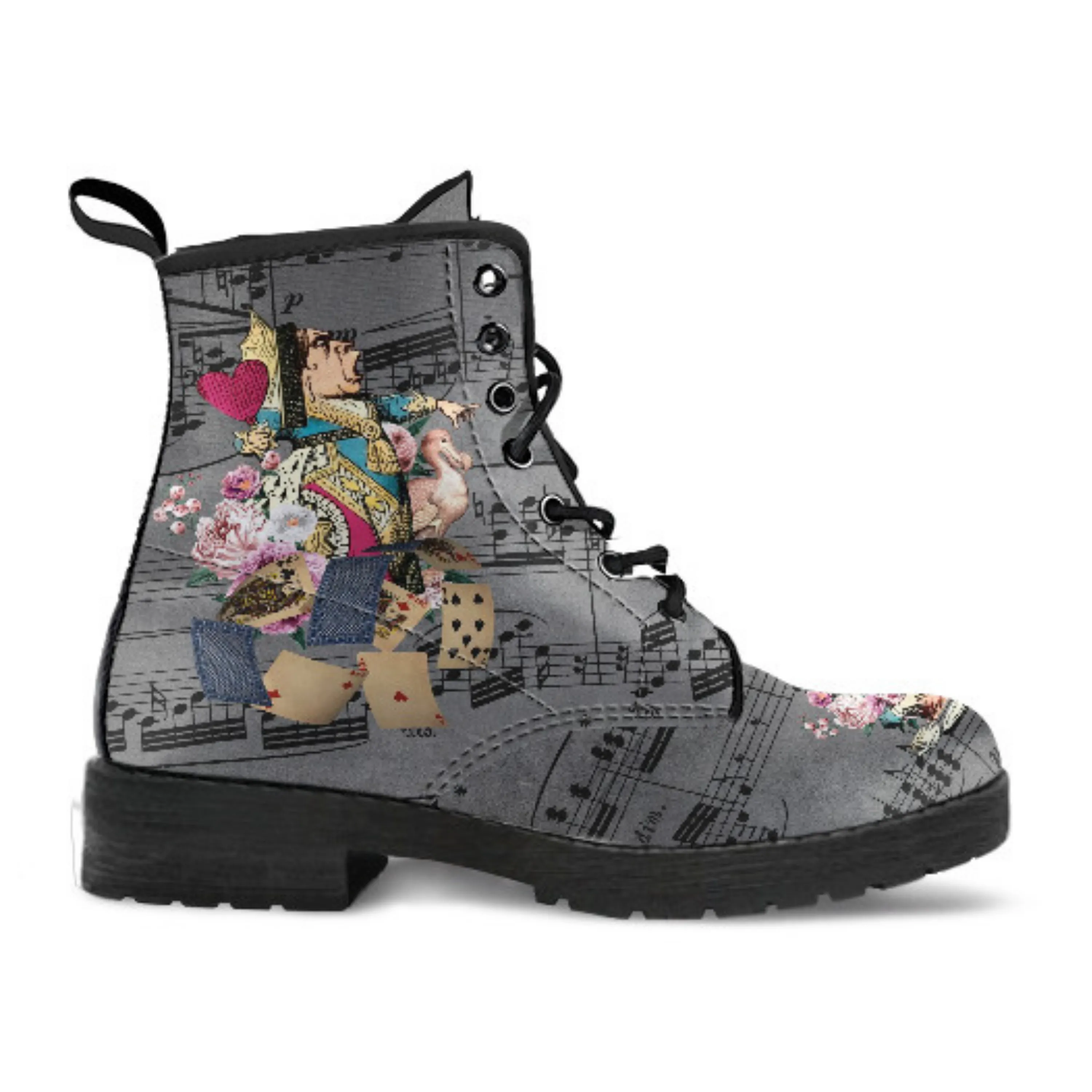 Combat Boots - Alice in Wonderland Gifts #44 Colorful Series | Birthday Gifts, Gift Idea, Vegan Leather Lace Up Boots, Handmade Boots, Women's Boots