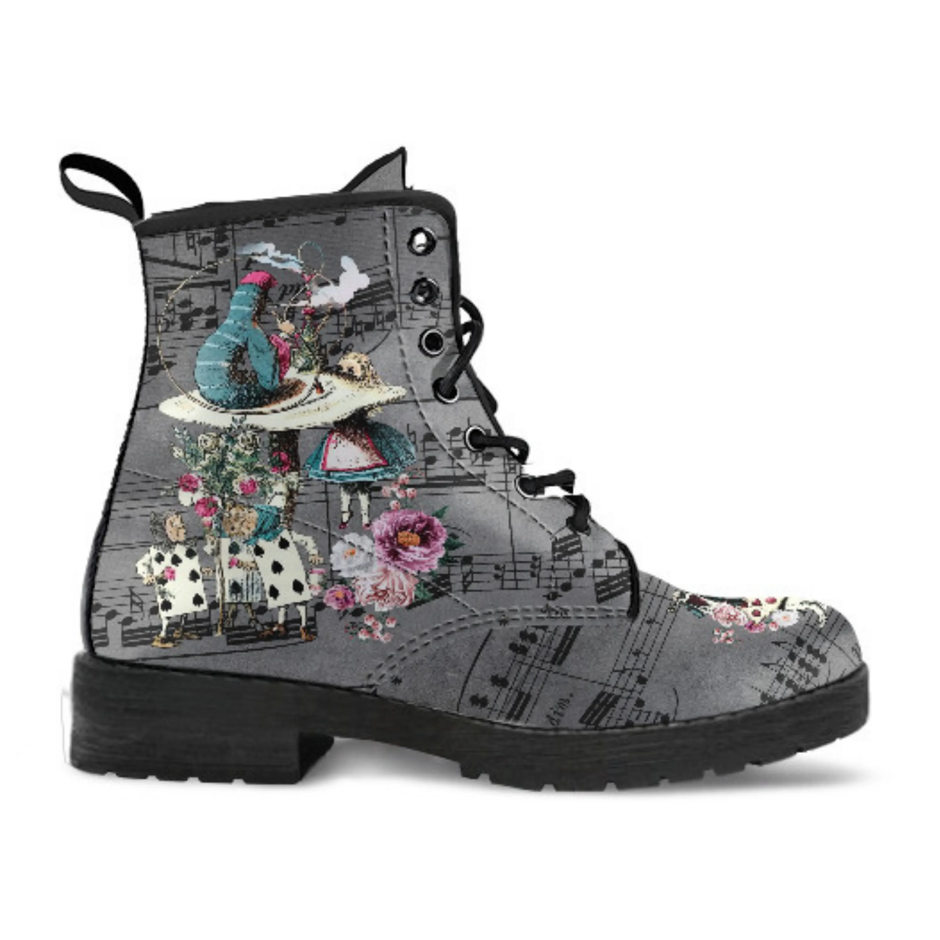 Combat Boots - Alice in Wonderland Gifts #44 Colorful Series | Birthday Gifts, Gift Idea, Vegan Leather Lace Up Boots, Handmade Boots, Women's Boots