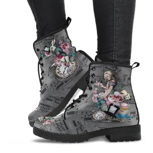 Combat Boots - Alice in Wonderland Gifts #44 Colorful Series | Birthday Gifts, Gift Idea, Vegan Leather Lace Up Boots, Handmade Boots, Women's Boots