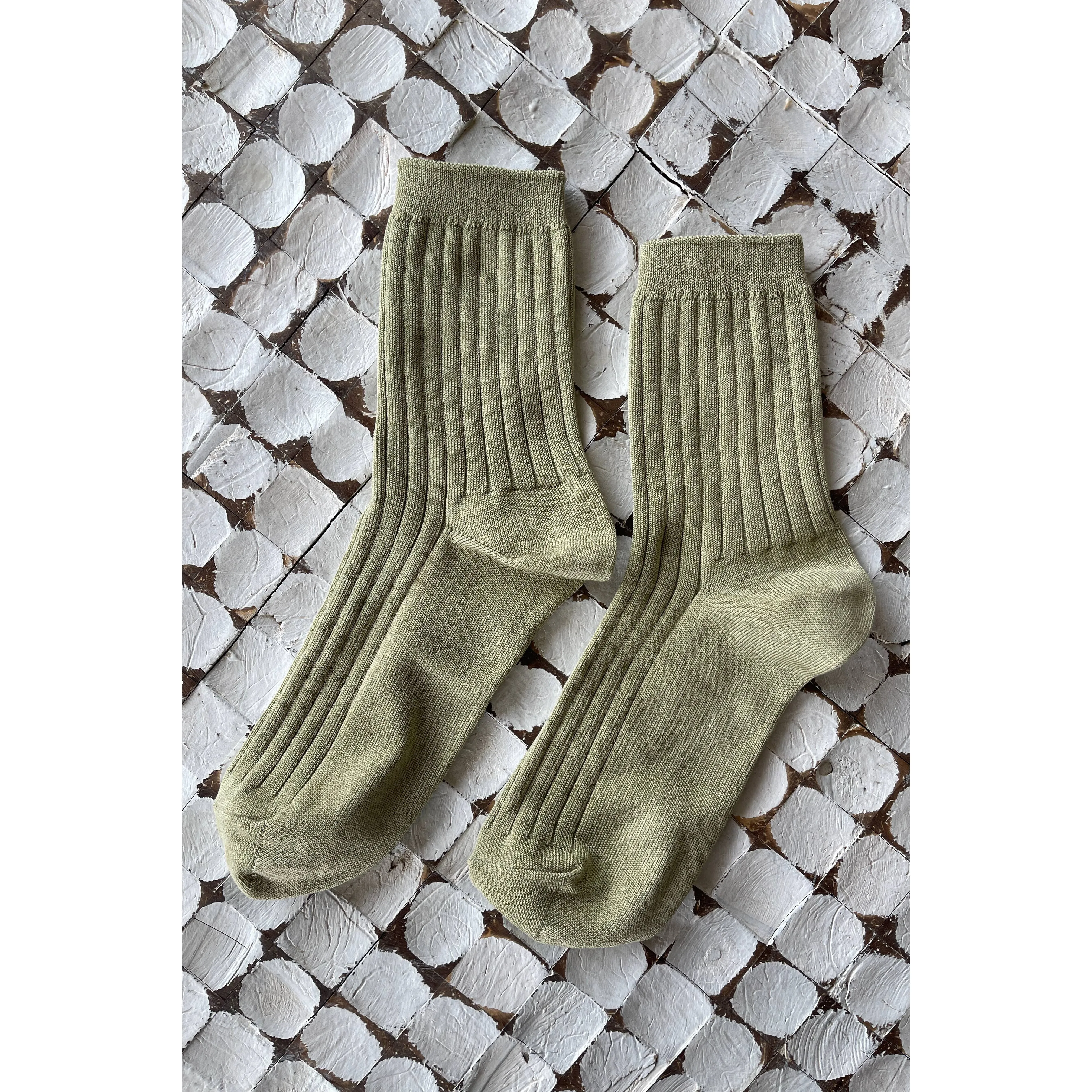 Cotton Ribbed Socks - Avocado