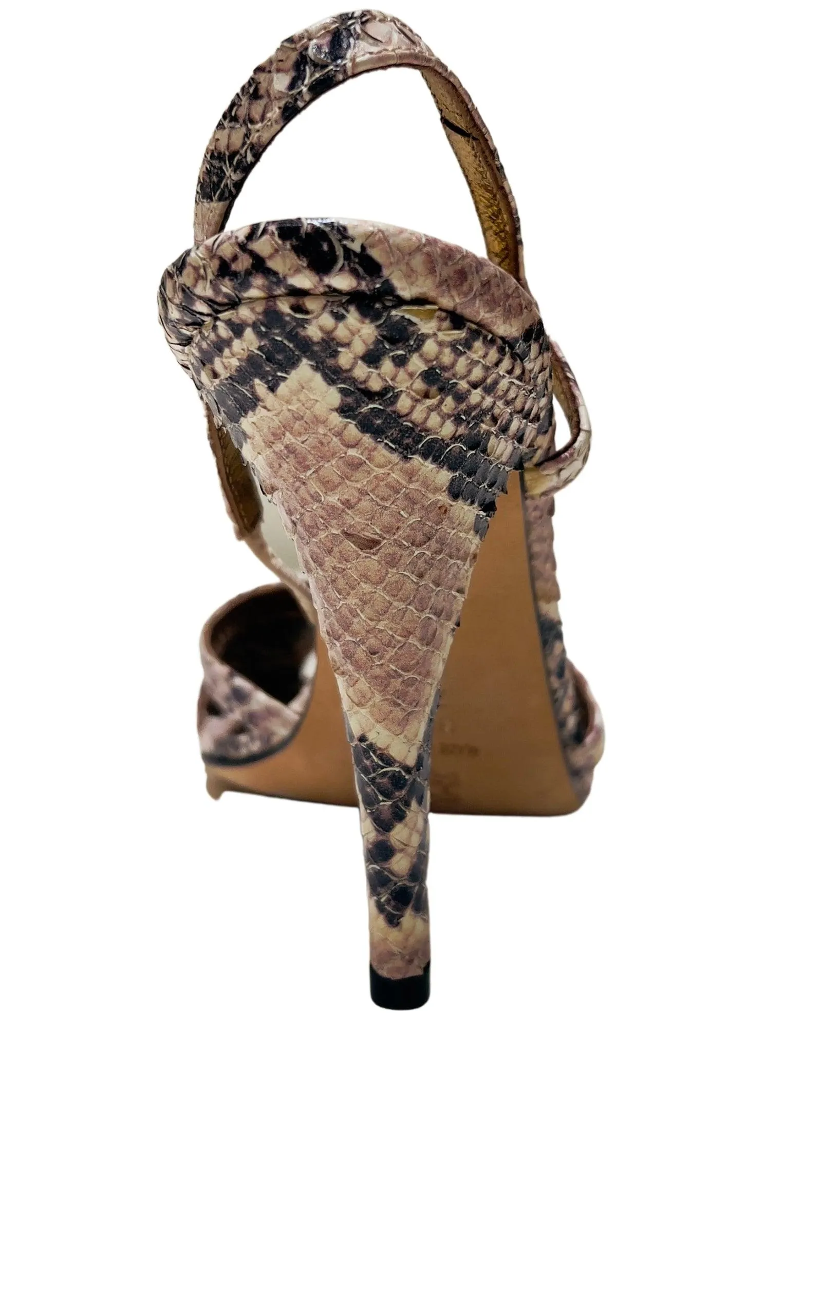 Criss Cross Snake Print Leather Sandals