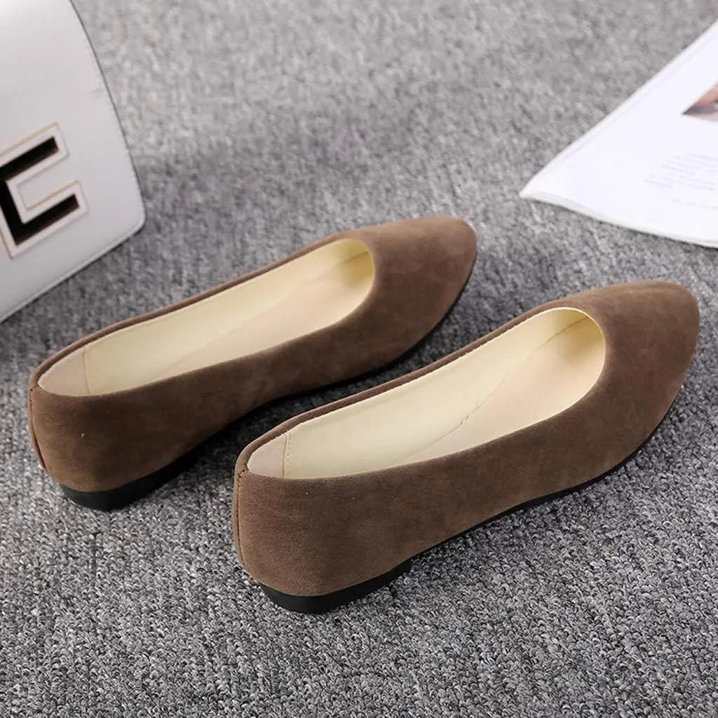 CsgrFagr Women Girls Solid Big Size Slip On Flat Shallow Comfort Casual Single Shoes Men Wide Shoes Casual (Coffee, 9)